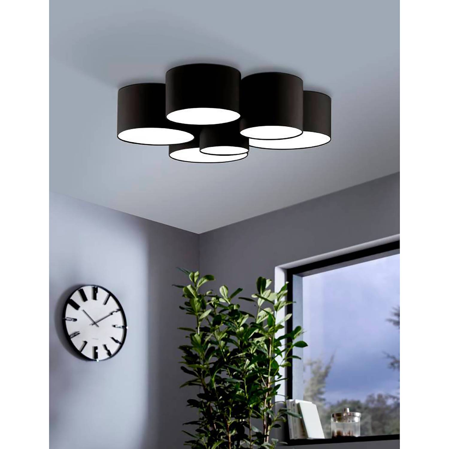 6-Flame Ceiling Light Pastore II Linen Steel