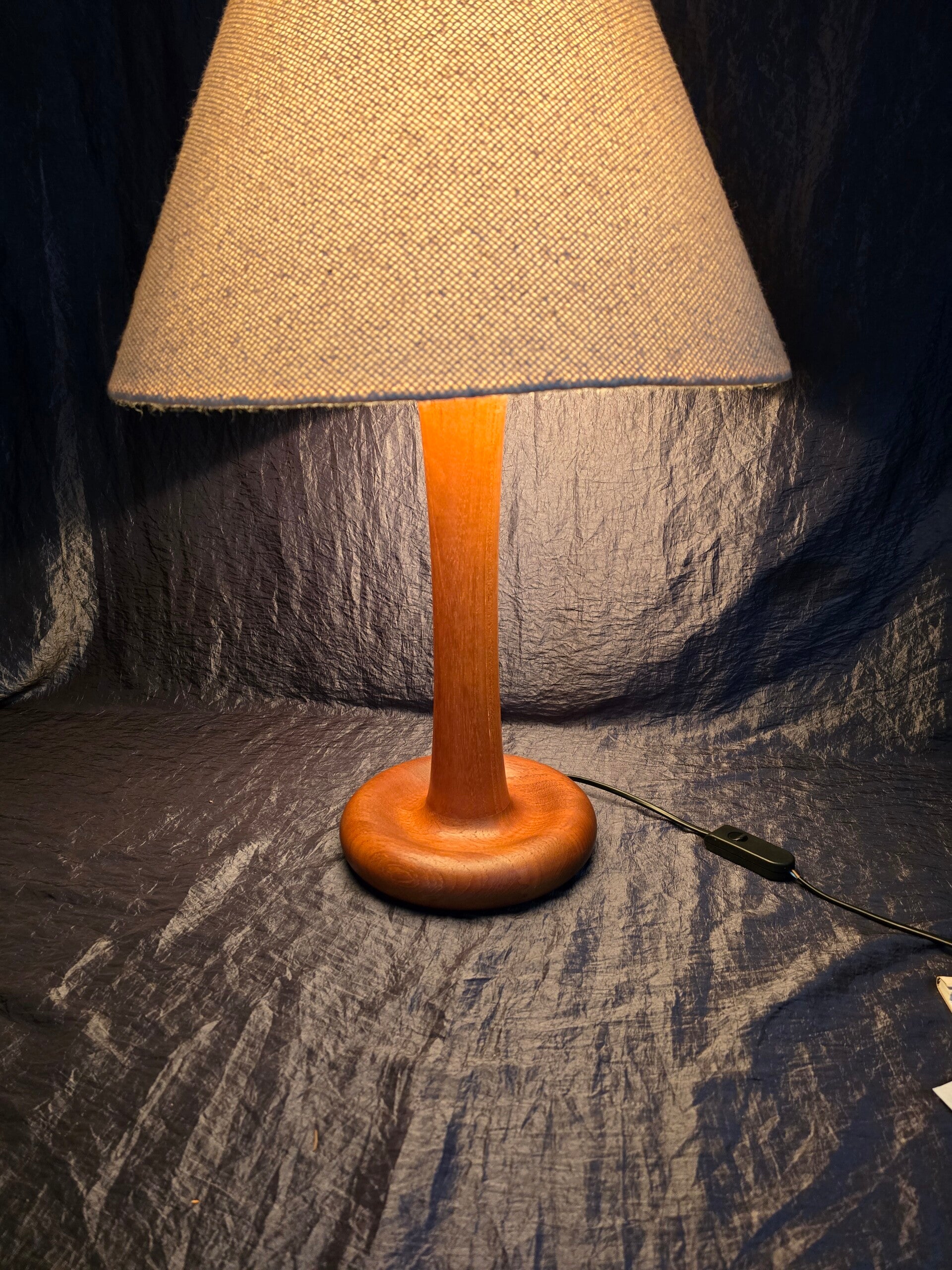 Vintage Tischlampe Holz Braun 
