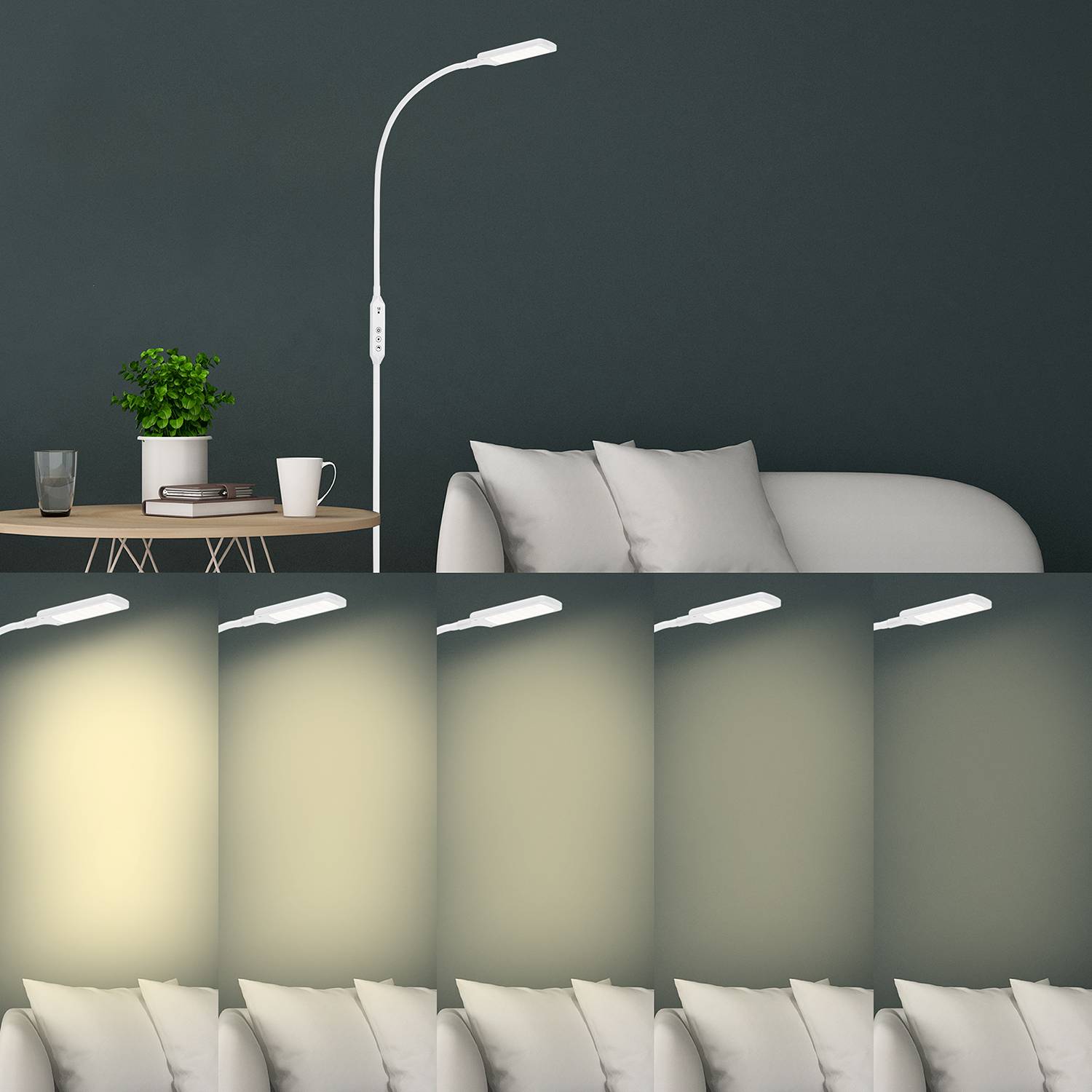 LED Floor Lamp Office Remote Steel