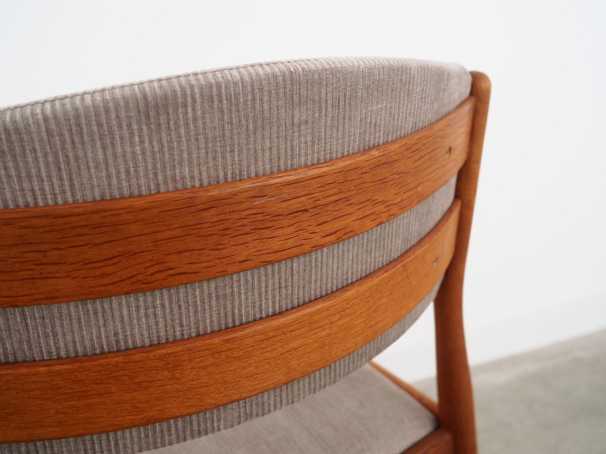 Vintage Stuhl Holz Textil Grau 1960er Jahre