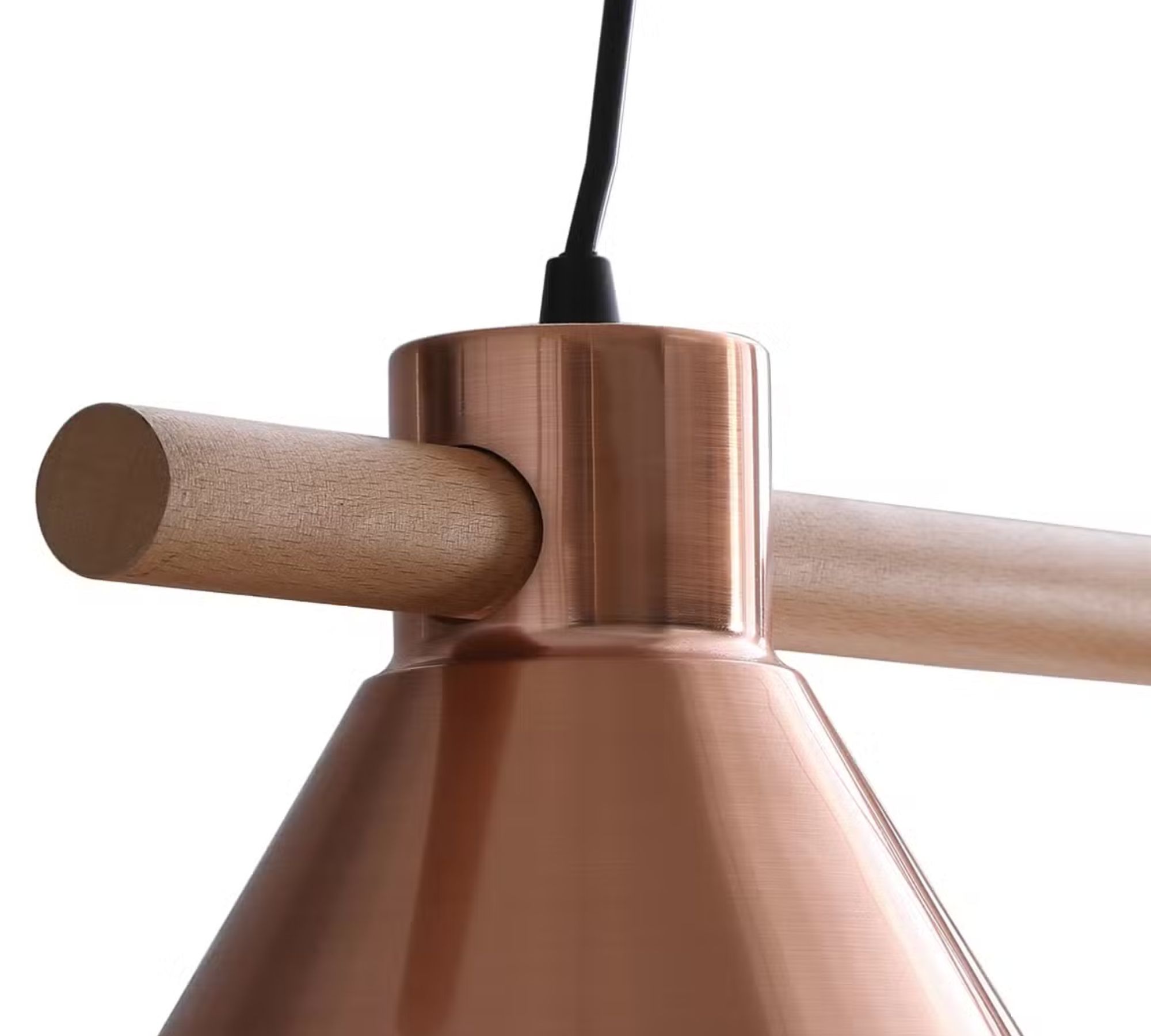 Pendant lamp Lavaca iron / solid beech 3-bulb