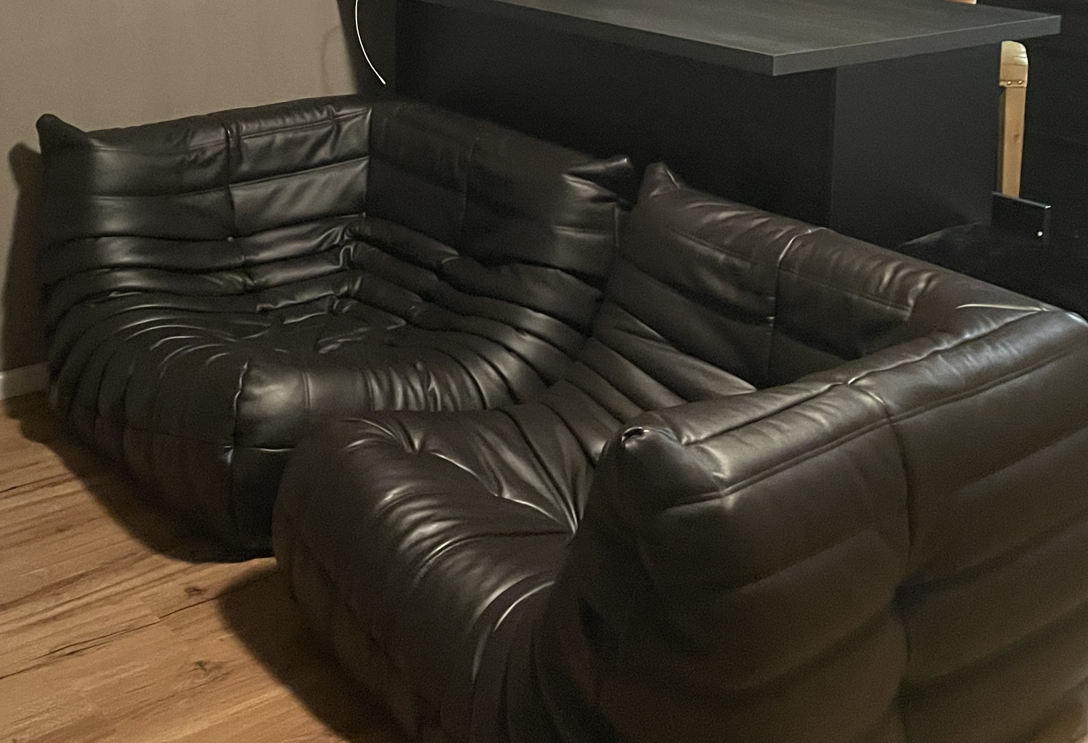 2x Togo Ecksofa Leder Braun