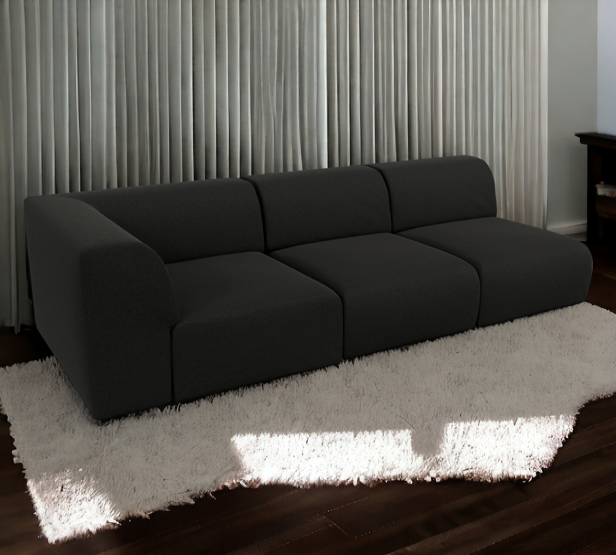 Pyllow Sofa 3-Sitzer Feingewebe Anthrazit