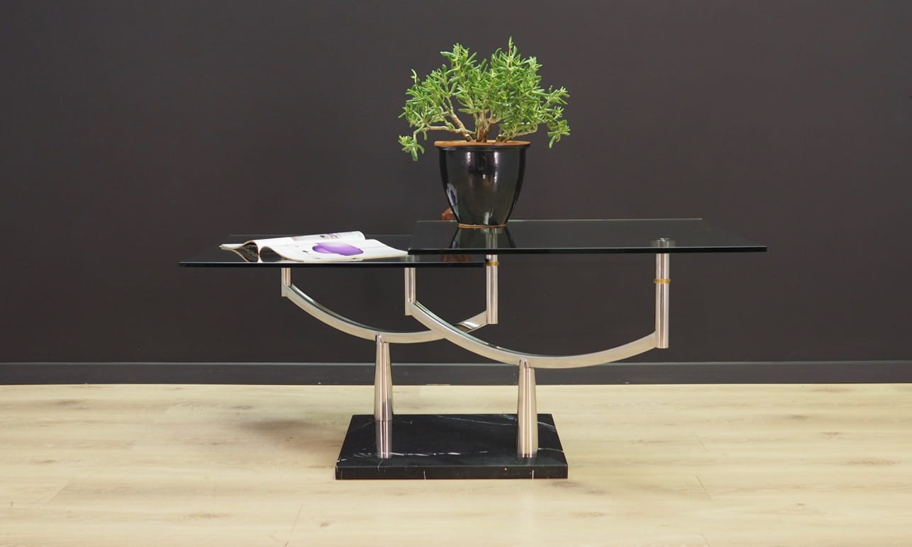 Vintage Coffee Table Metal Glass Transparent 1990s