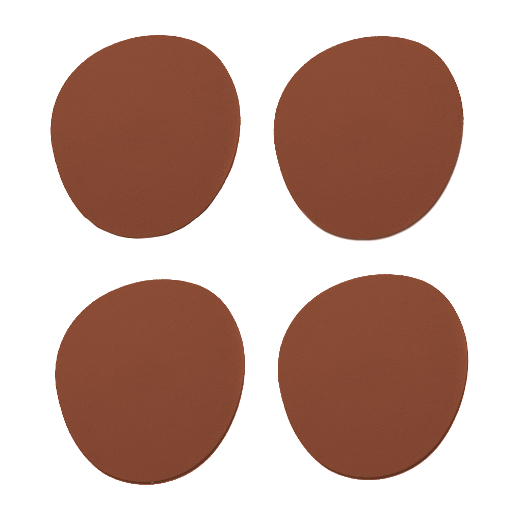 4x Stone Coasters 100% Recycled Leather Cocoa