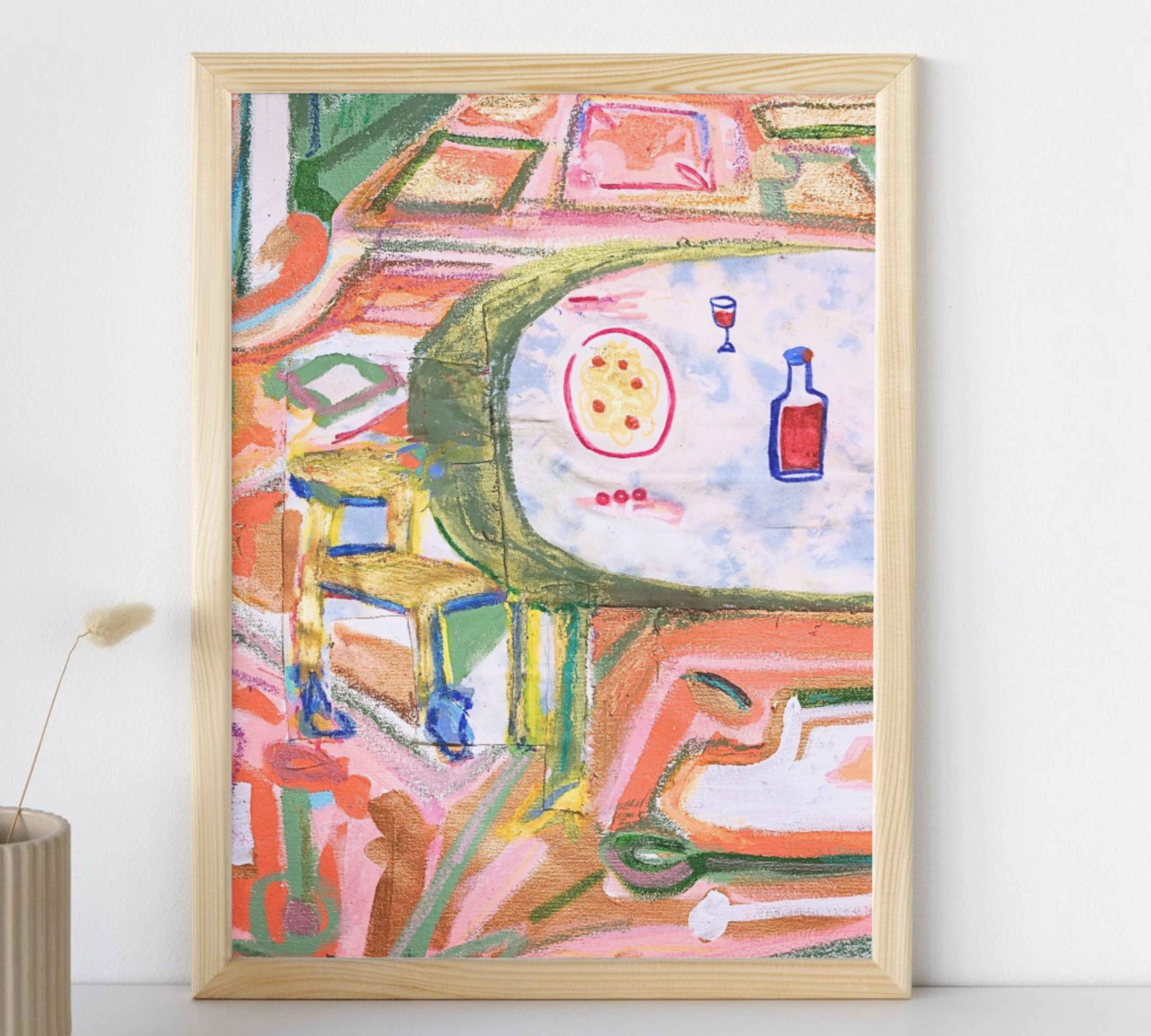 Il Tavolo con Spaghetti Kunstdruck Mehrfarbig