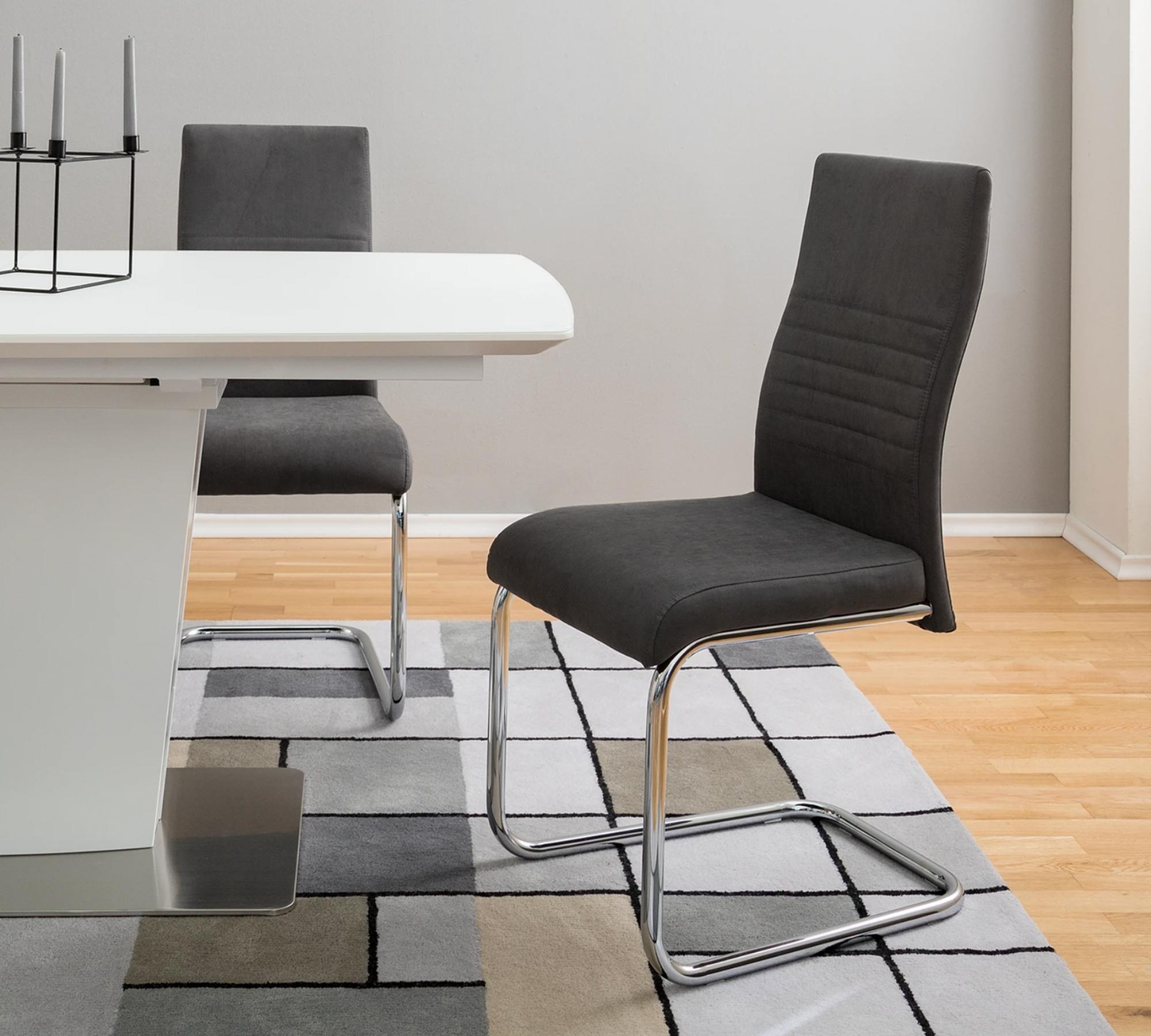 Freischwinger Claras Webstoff Grau 2er Set