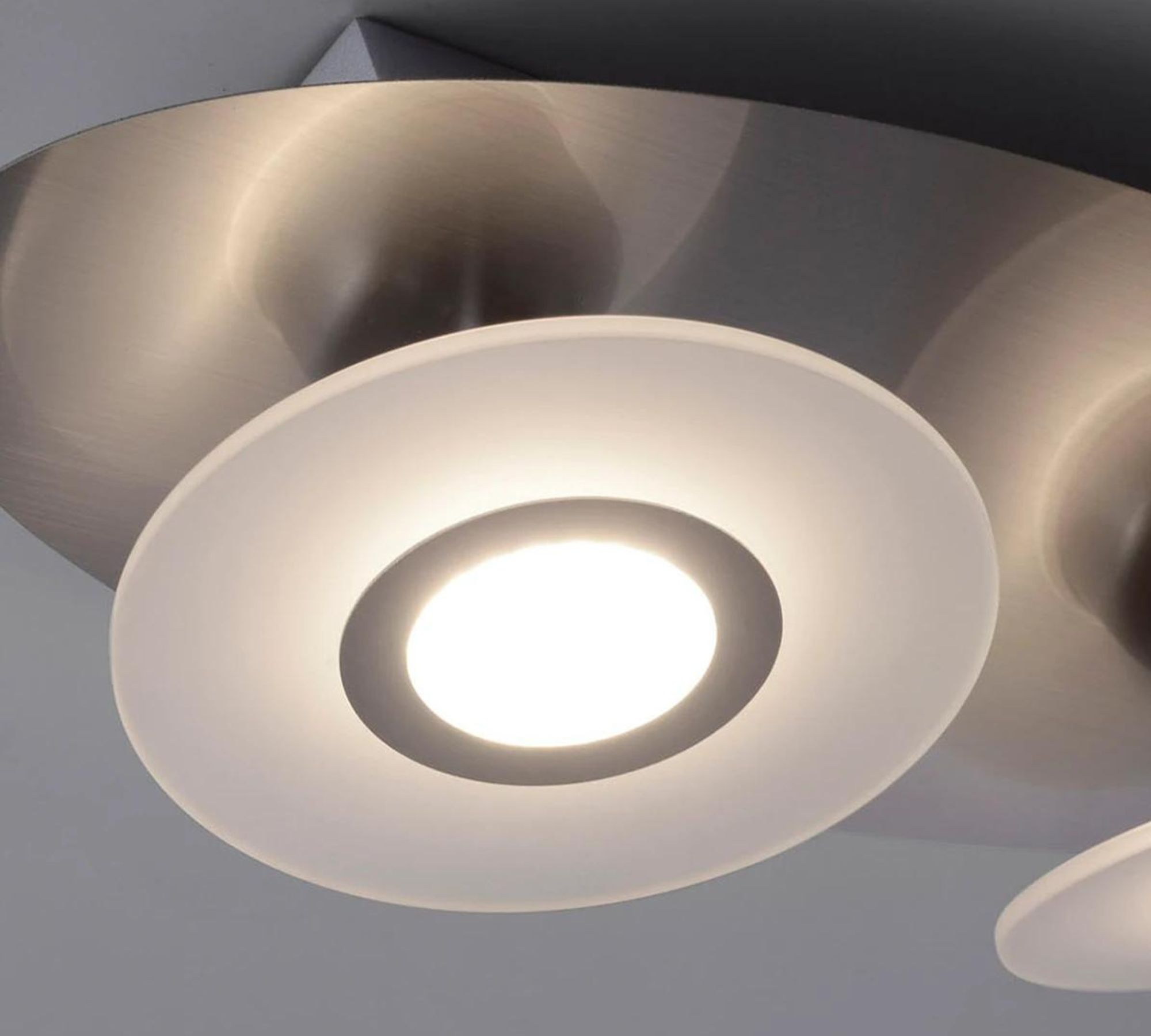 LED Deckenleuchte 2-flammig Glas Stahl Weiß