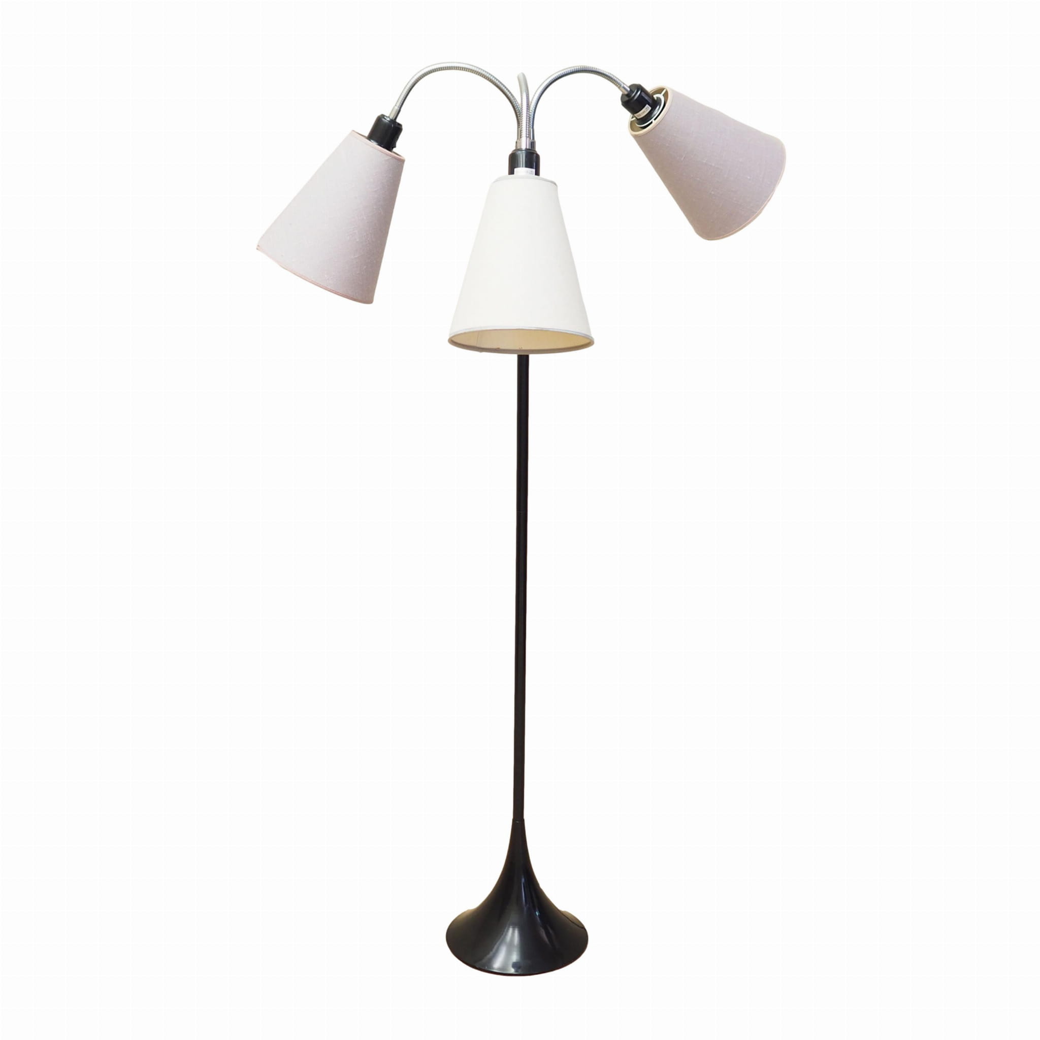 Vintage Lampada da terra Metallo Tessuto Bianco Anni '70