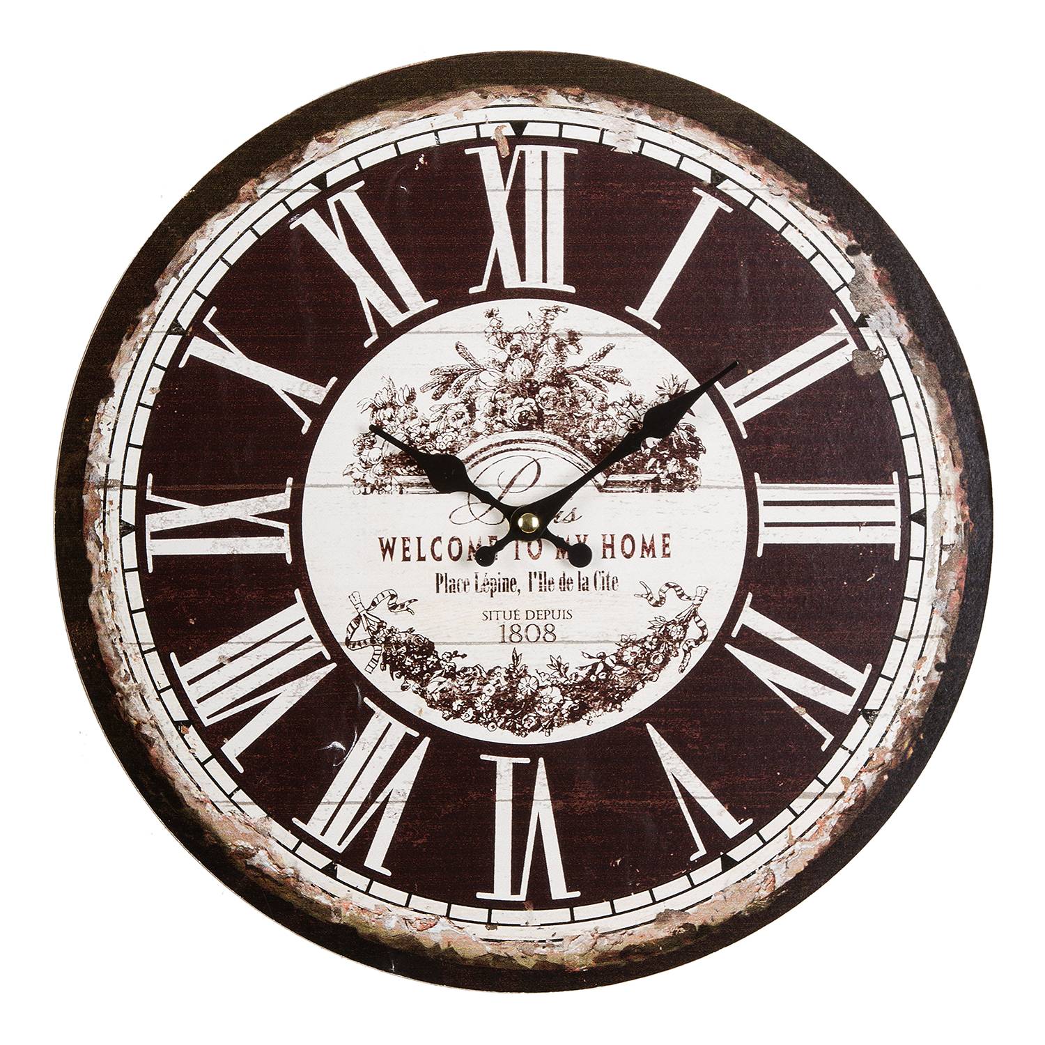 Wanduhr Welcome MDF Schwarz / Weiß
