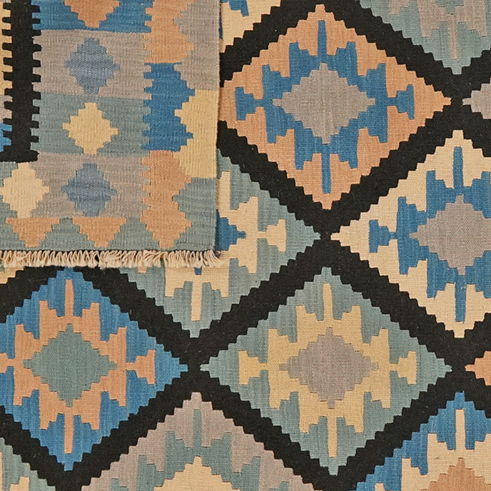 Kelim Gashgai Teppich Wolle Schwarz