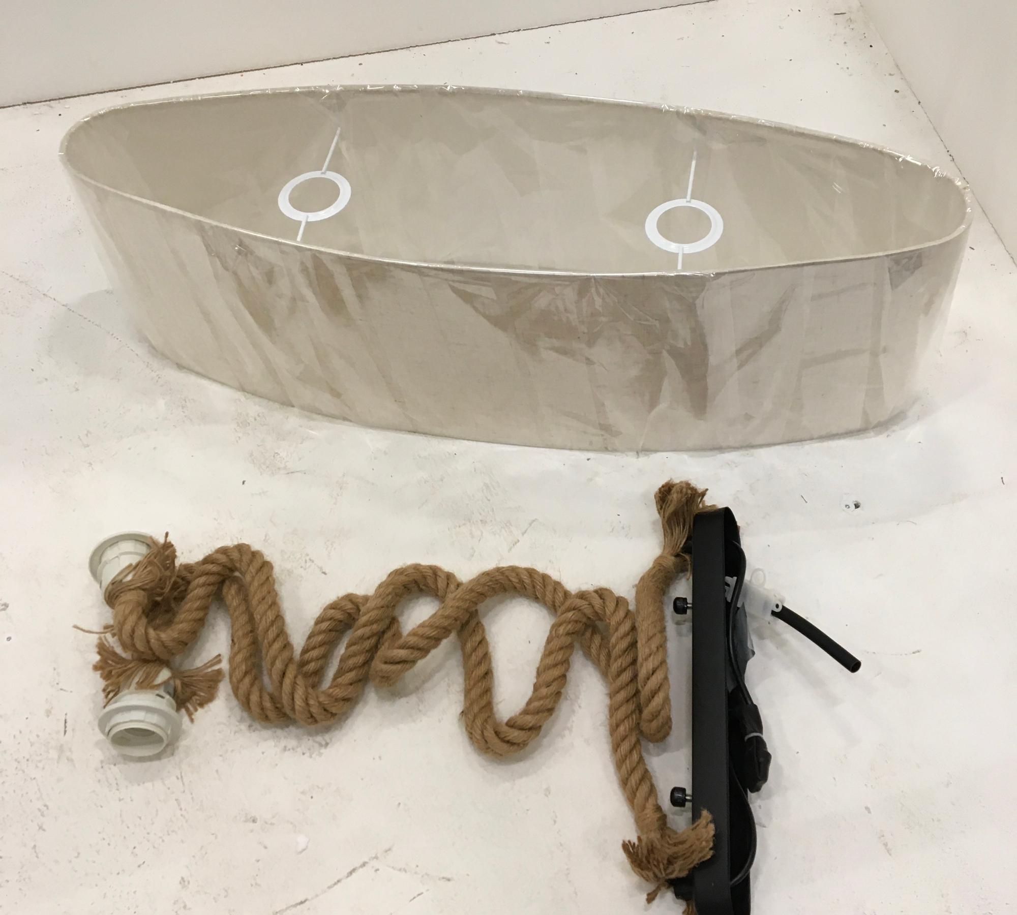 2-flame pendant lamp hanging on ropes White