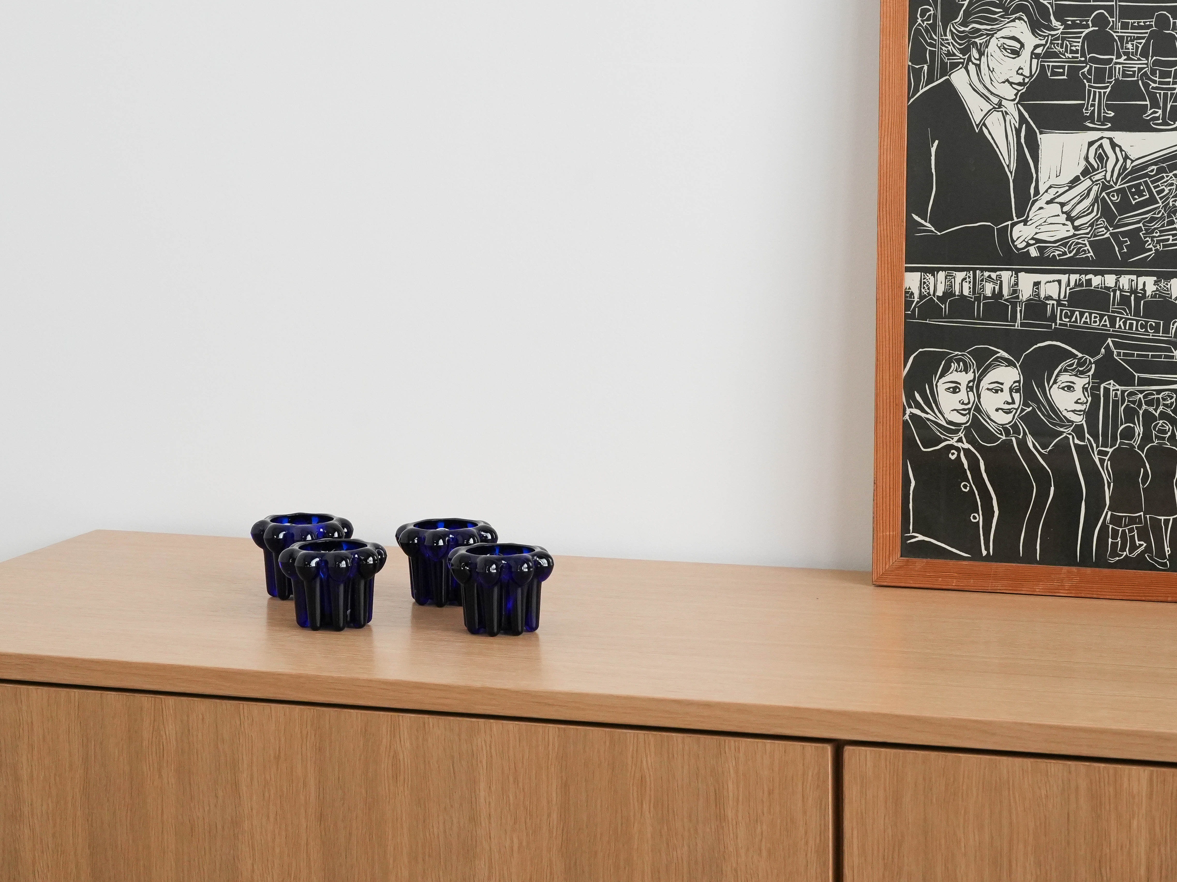 4x Candle Holder Set Cobalt Blue
1970s