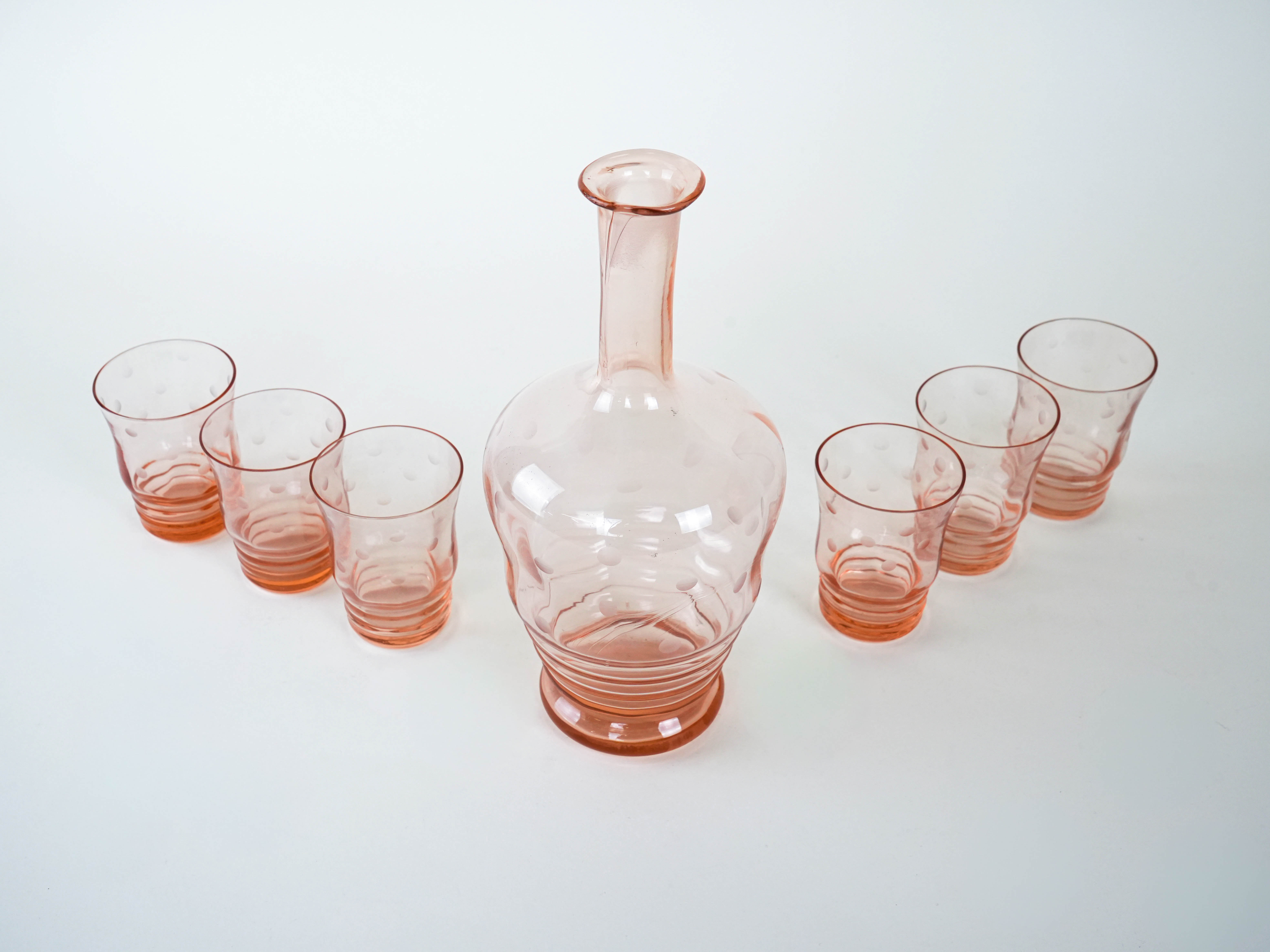 Glass and Decanter Set Transparent 1970s