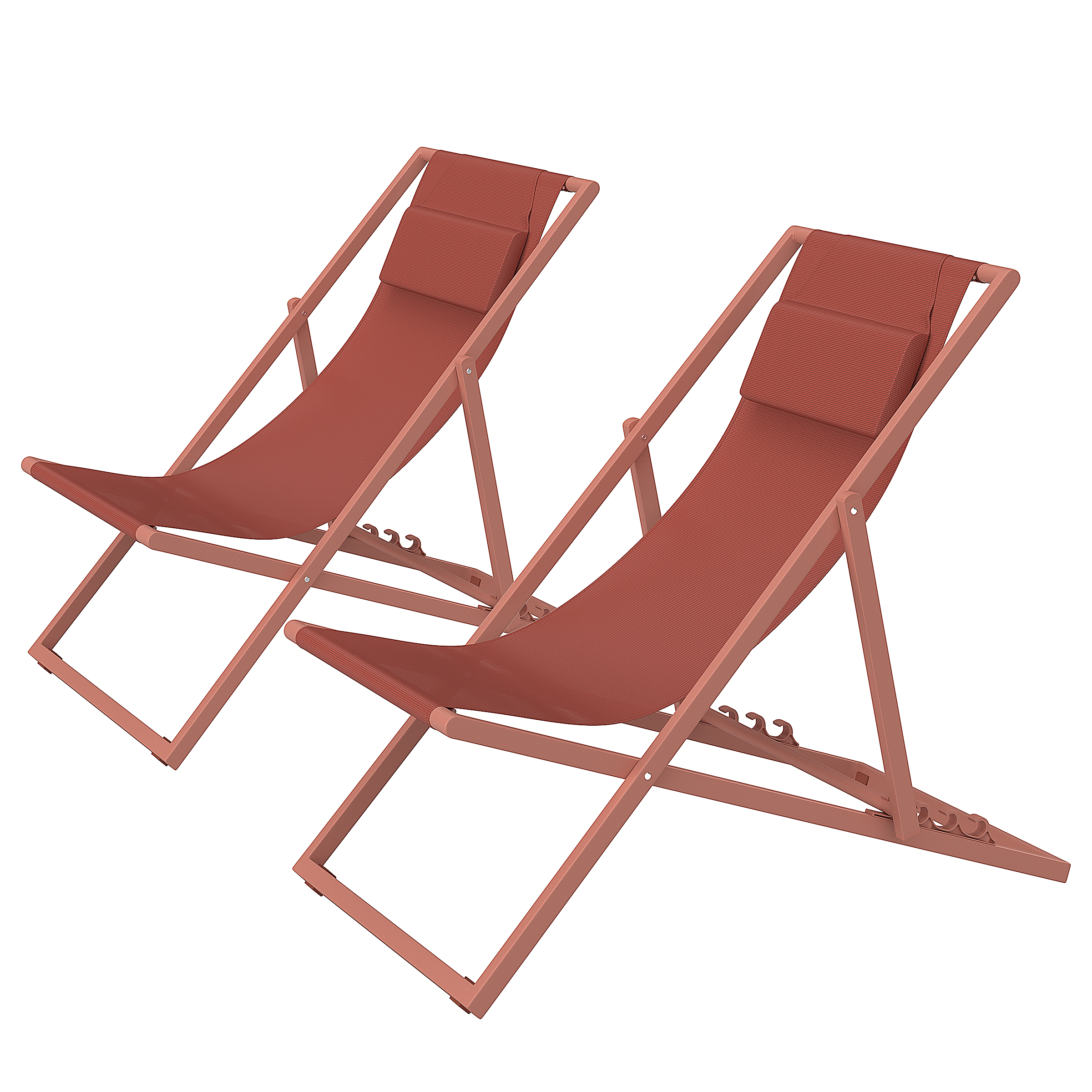 Deck chair Nivi set of 2 steel terracotta
