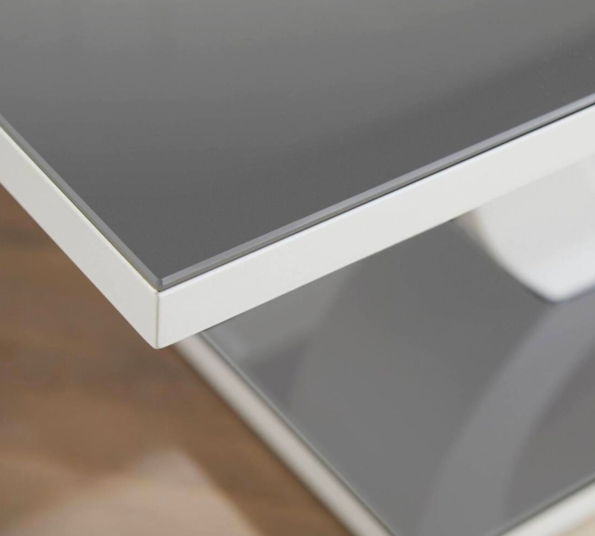 Couchtisch Holz Glas Grau