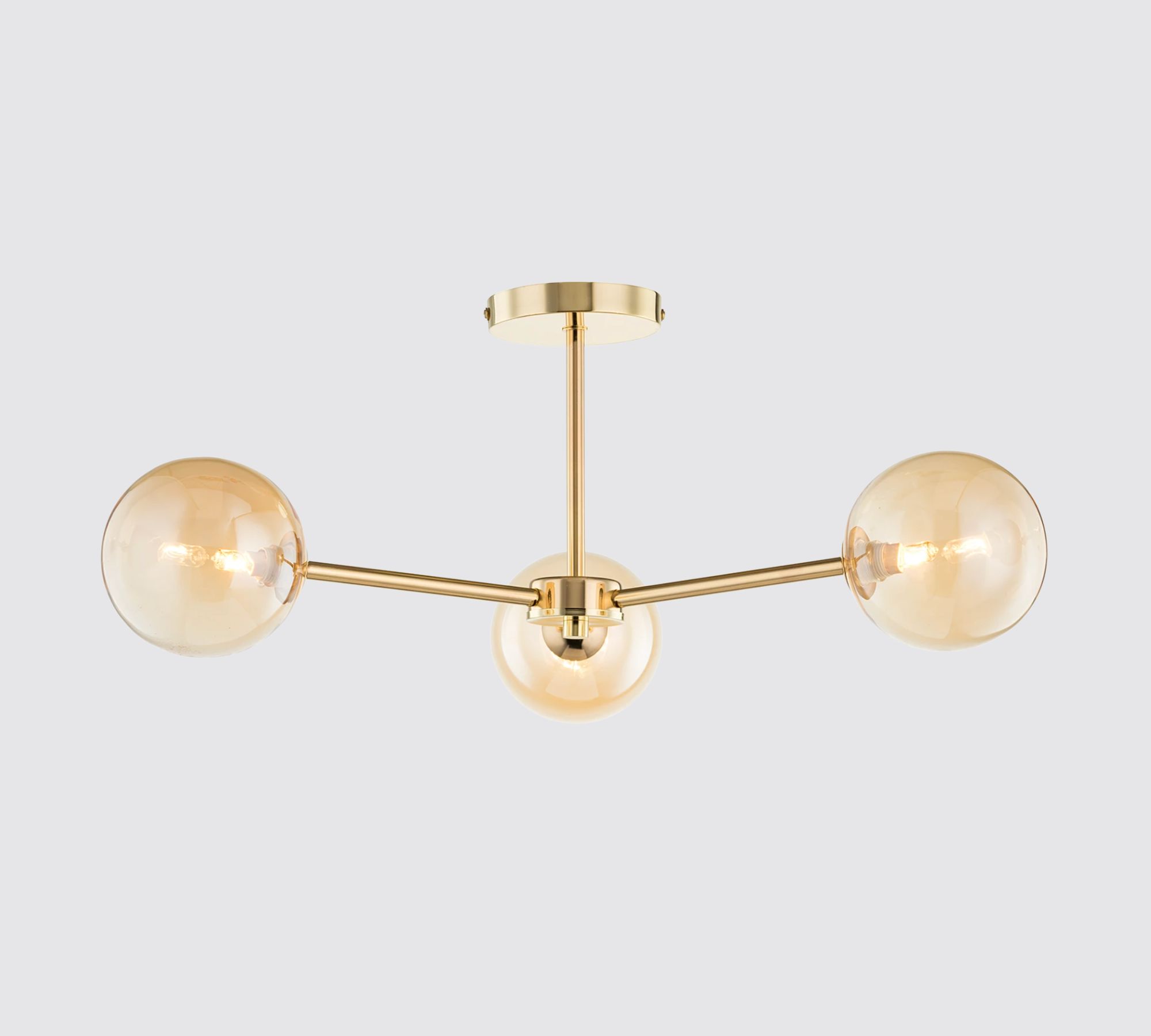 3-light ceiling lamp iron gold