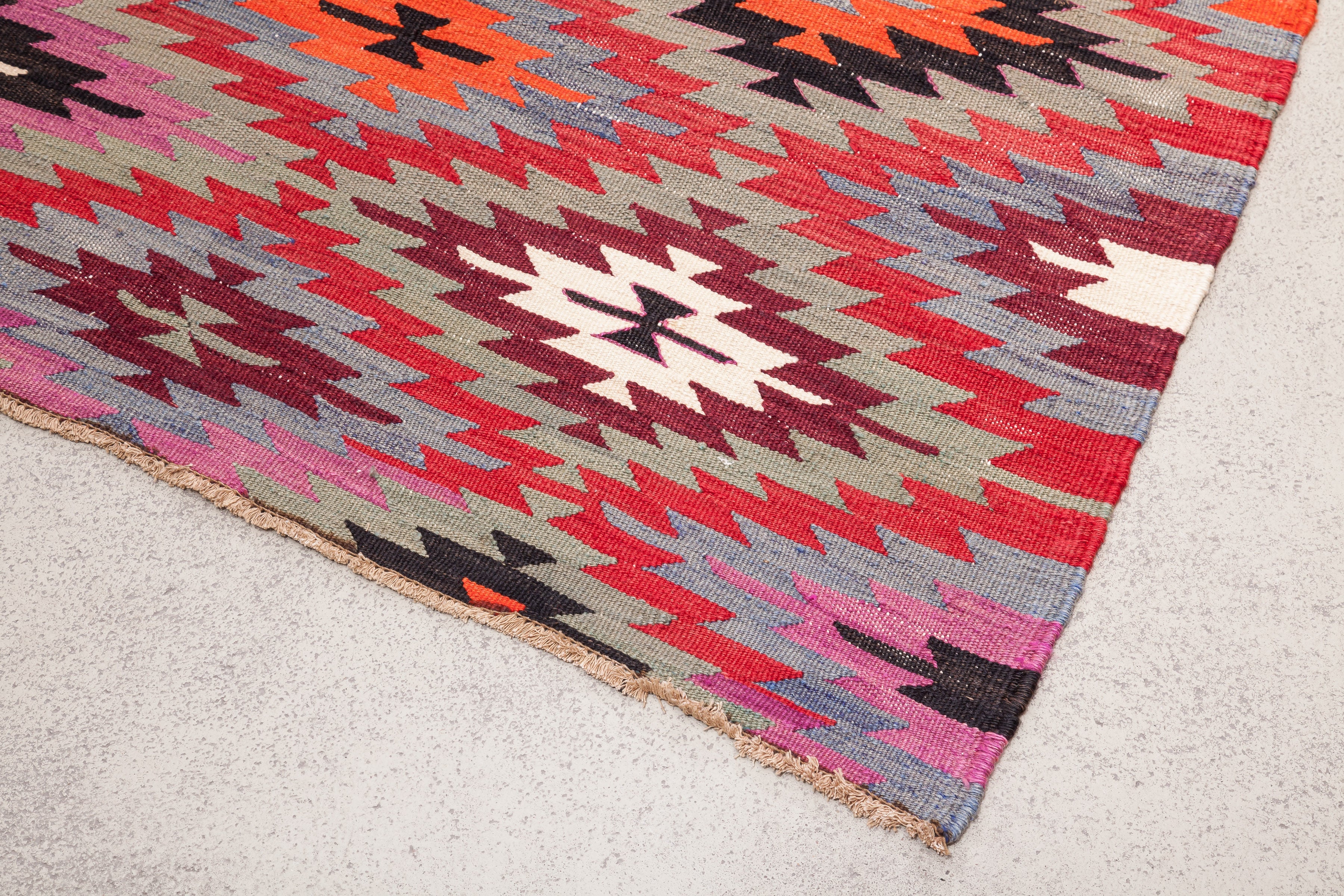 Vintage Kilim Teppich Wolle Mehrfarbig