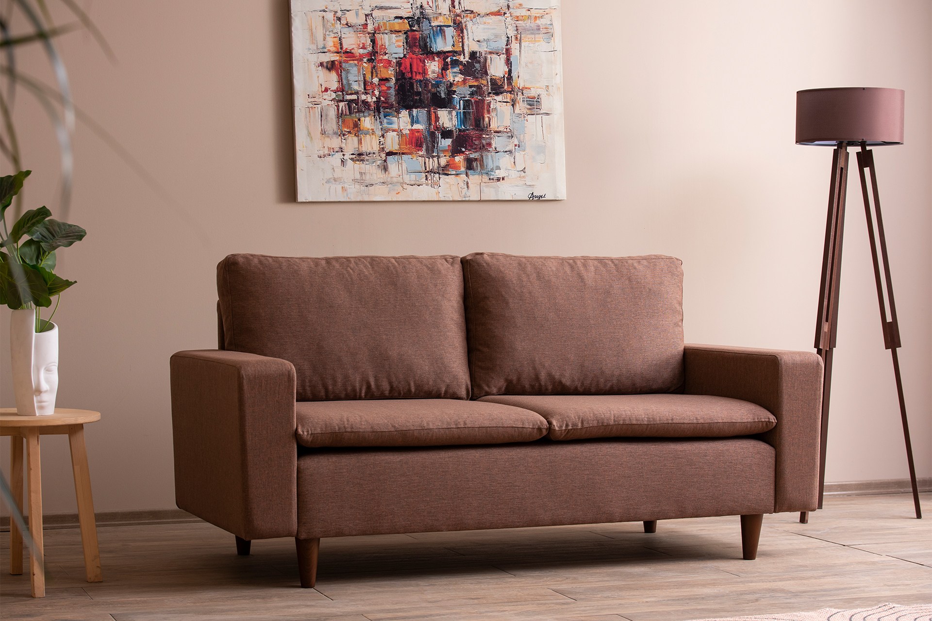 Lungo Sofa 2-Sitzer Hellbraun