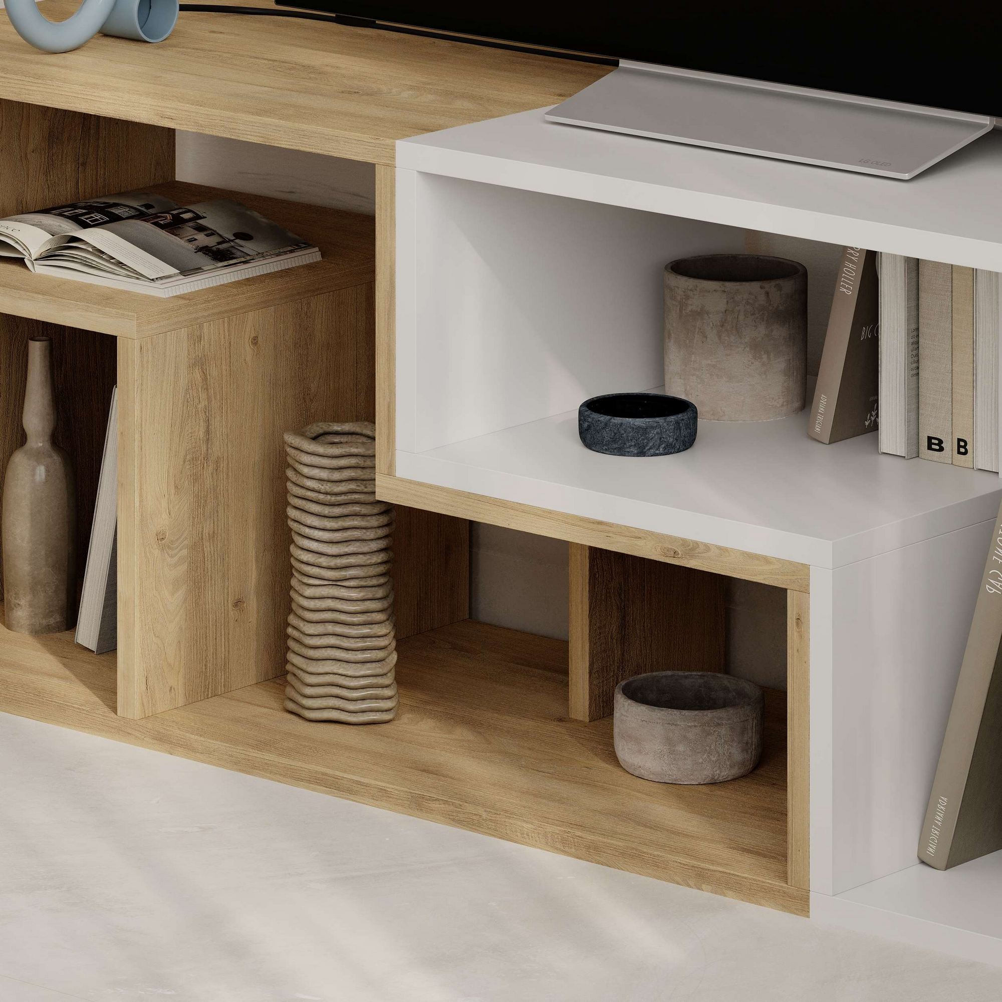 Glis Lowboard Wood veneer Sapphire White