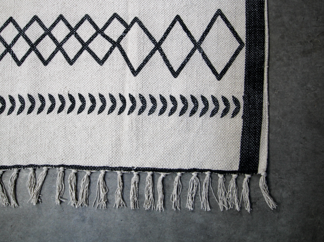 Teppich Baumwolle Schwarzweiß