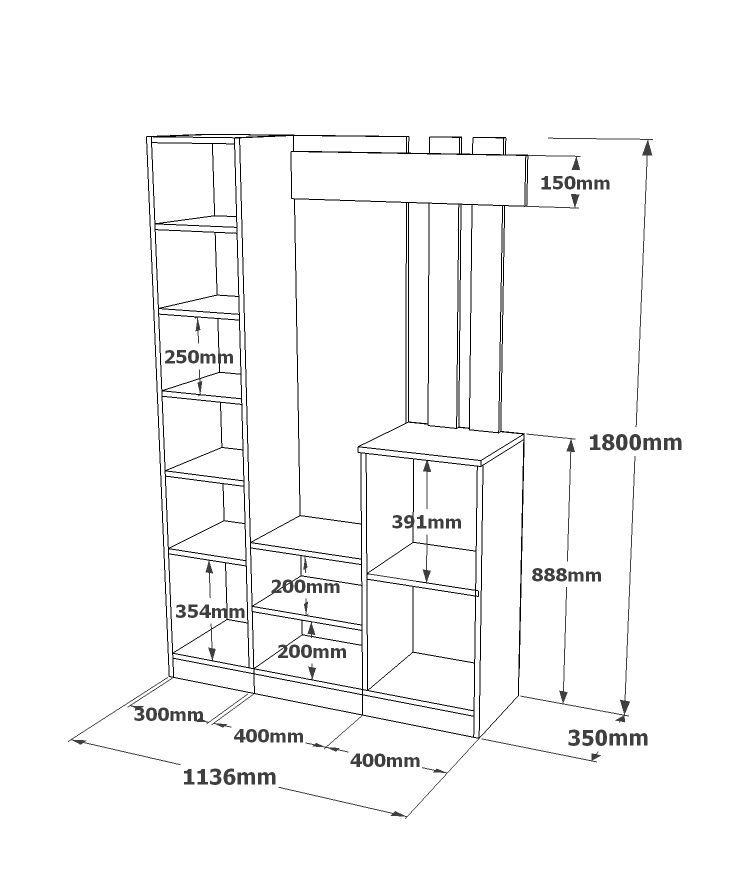 Orga Garderobe Braun Grau 113.6cm x 180cm