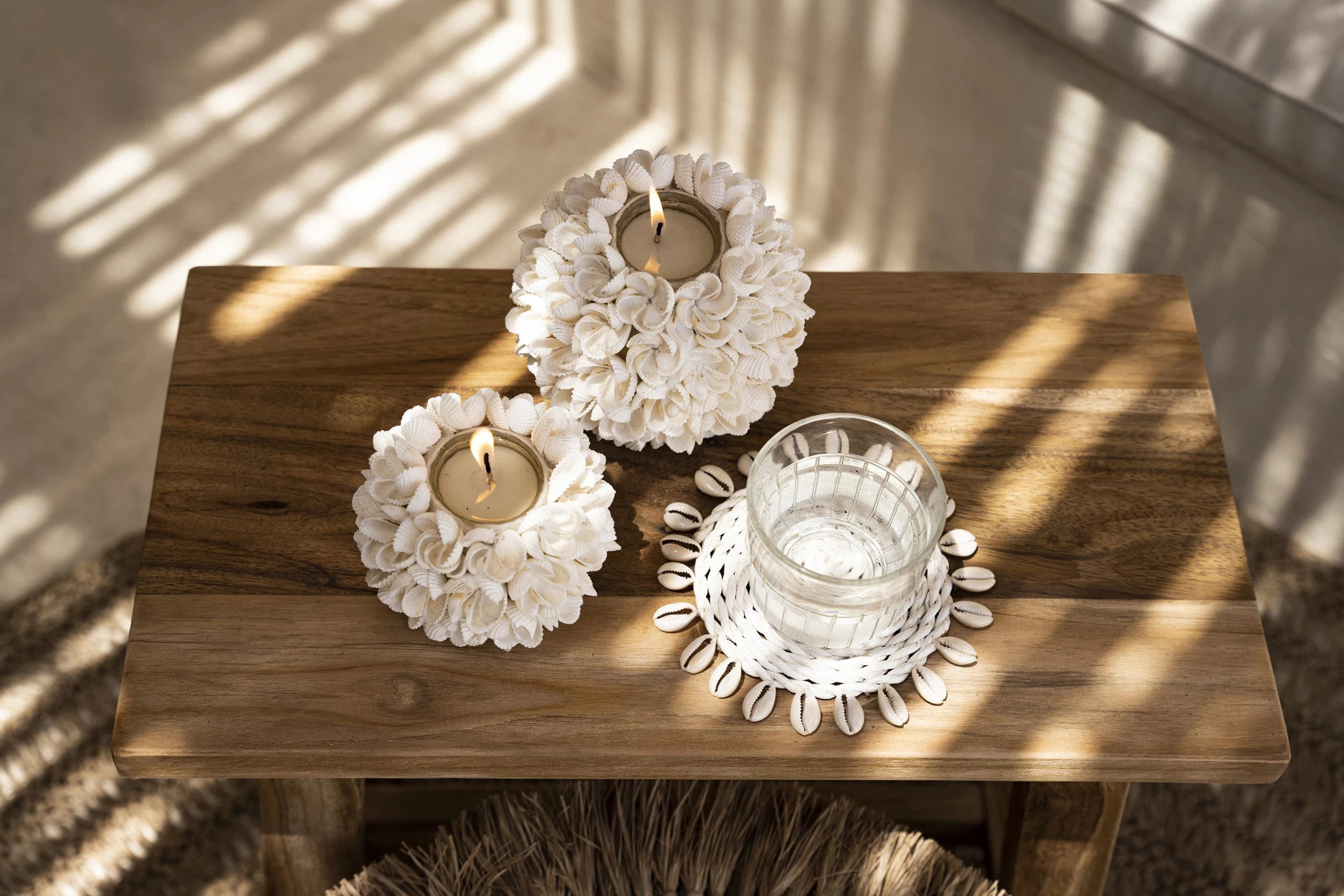 Shell Untersetzer Seegras Creme