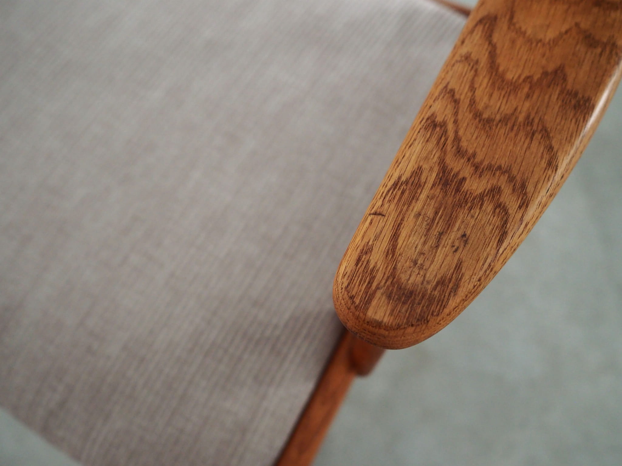 Vintage Stuhl Holz Textil Grau 1960er Jahre