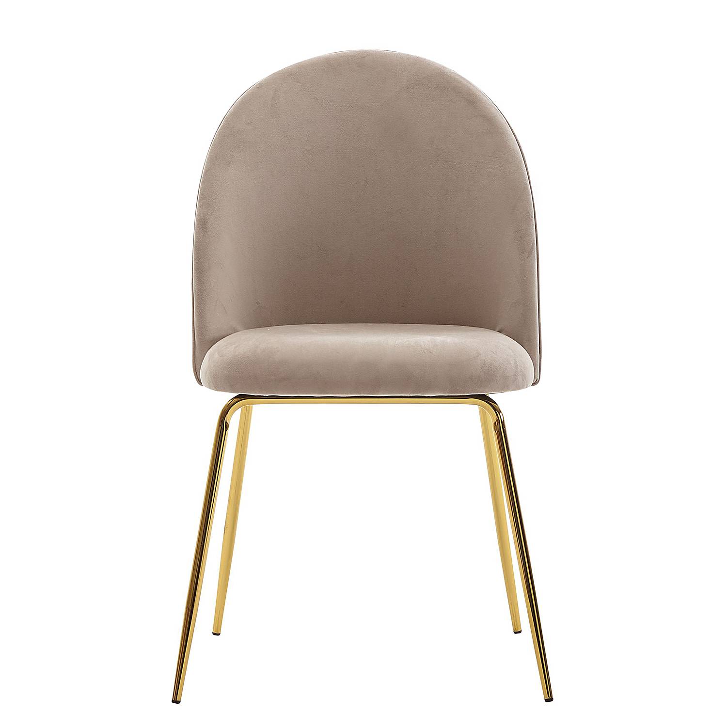 2x Esszimmerstuhl Paraco Samt Eisen Beige Gold