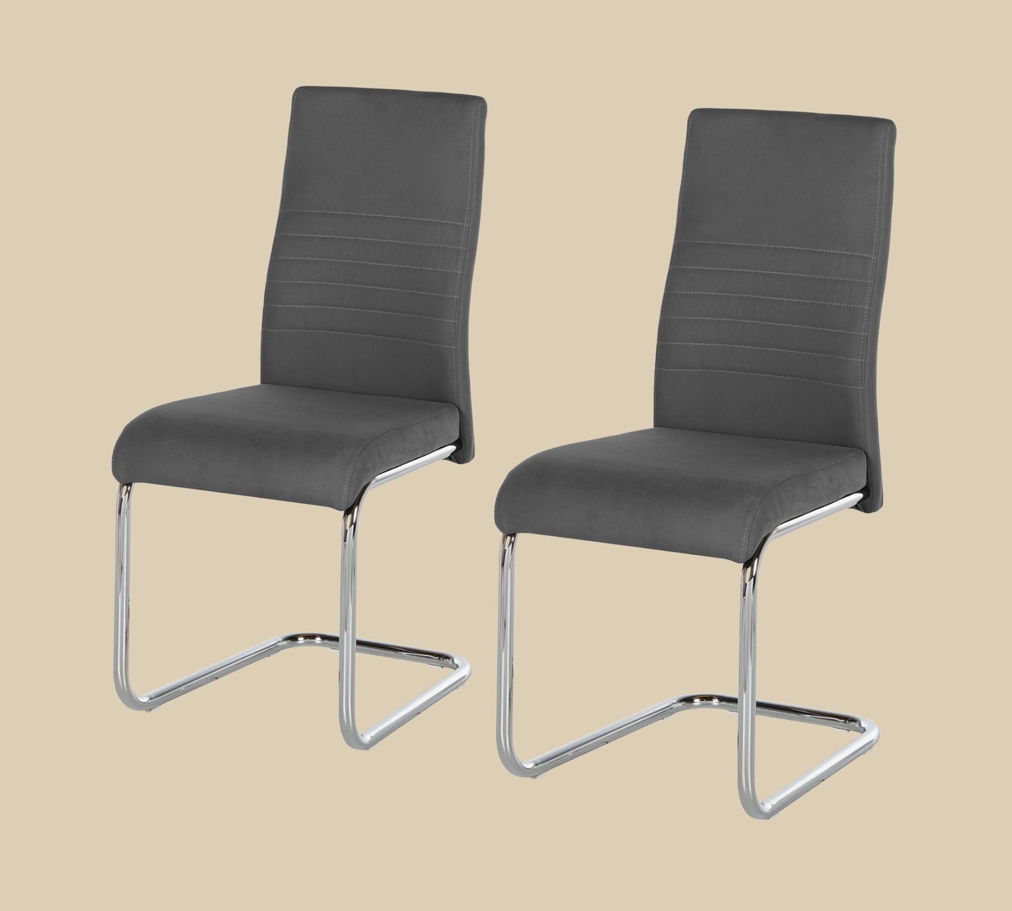 Freischwinger Claras Webstoff Grau 2er Set