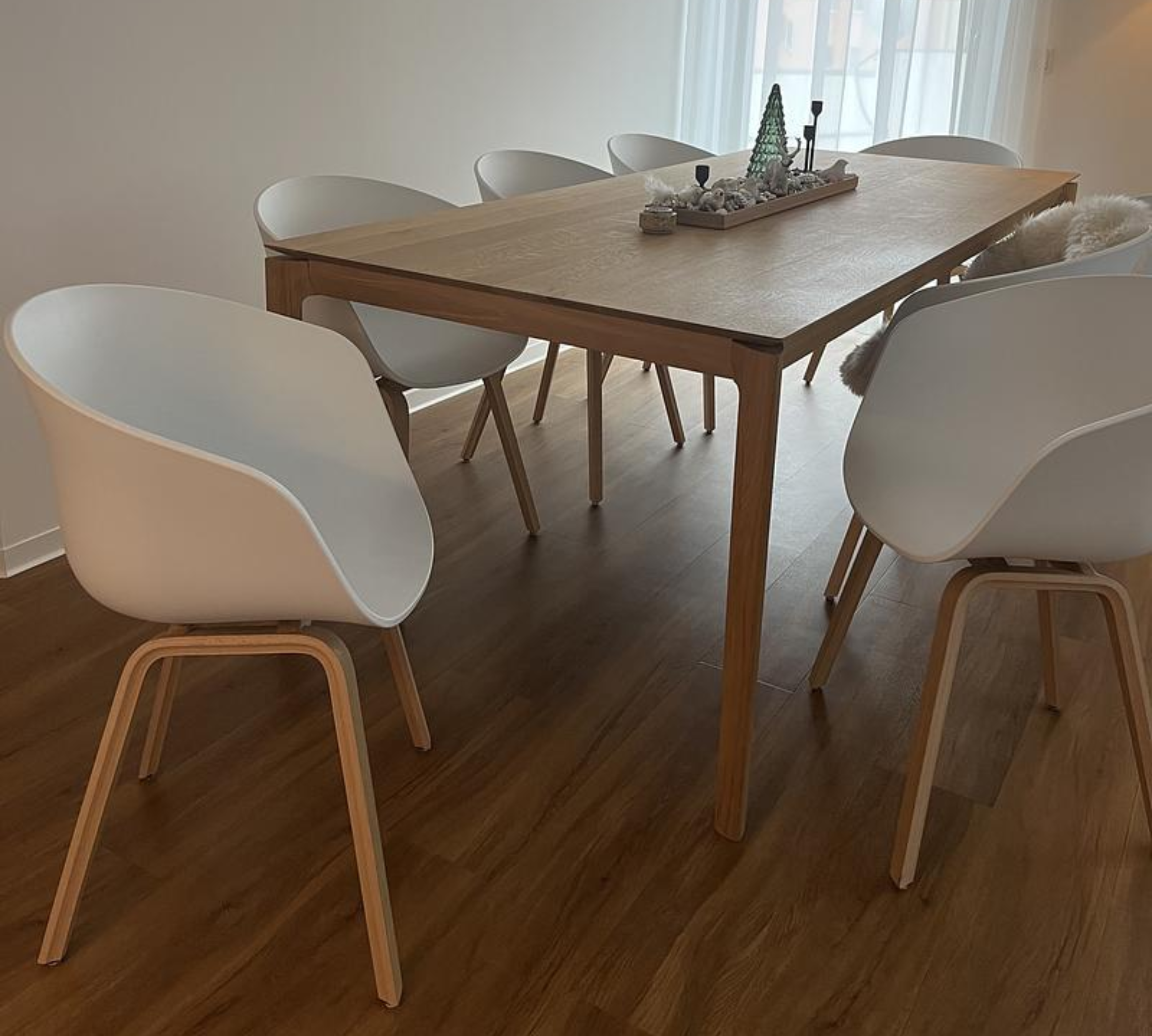 8× HAY About A Stuhl-Set Weiß Eiche