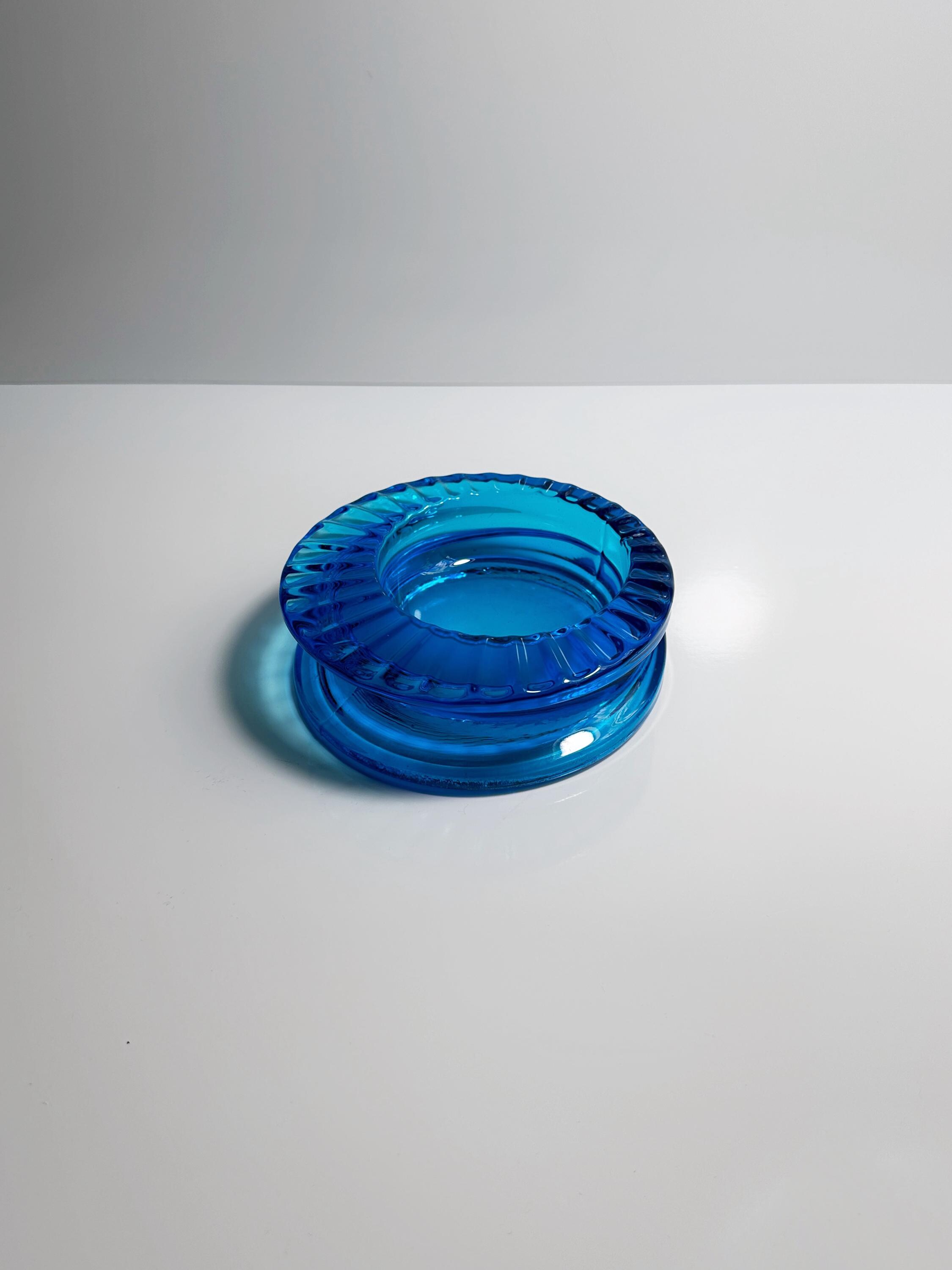 Vintage Böhmischer Aschenbecher Blau 1970er Jahre