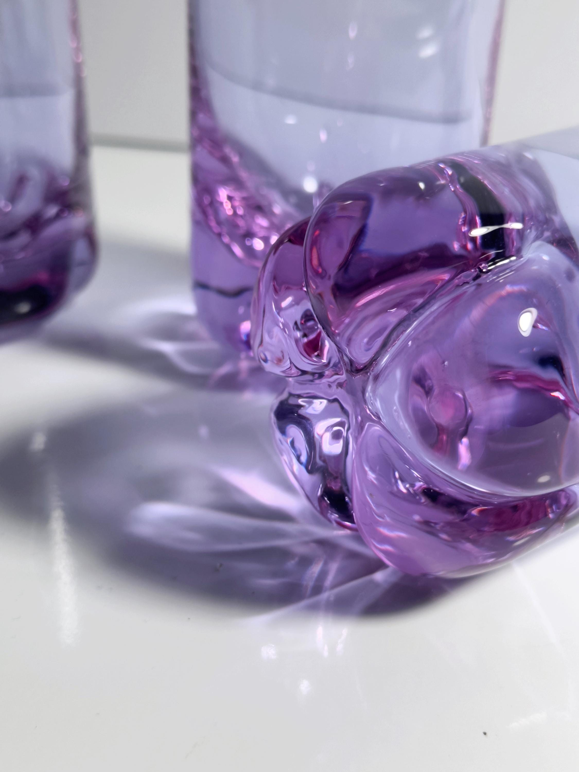 4x Vintage Drinking Glass Alexandrite Glass Lilac 70s