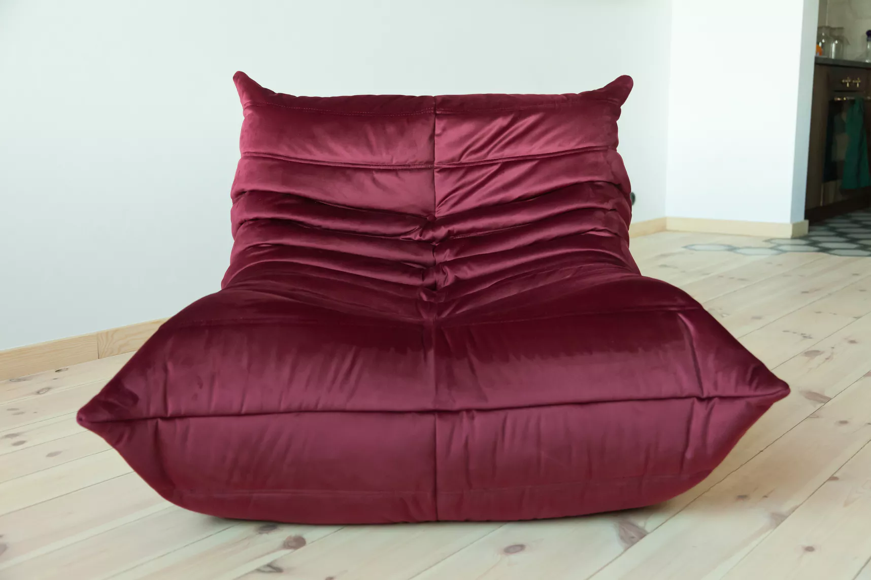 Togo Set Lounge 3 pezzi Velluto Rosso Borgogna