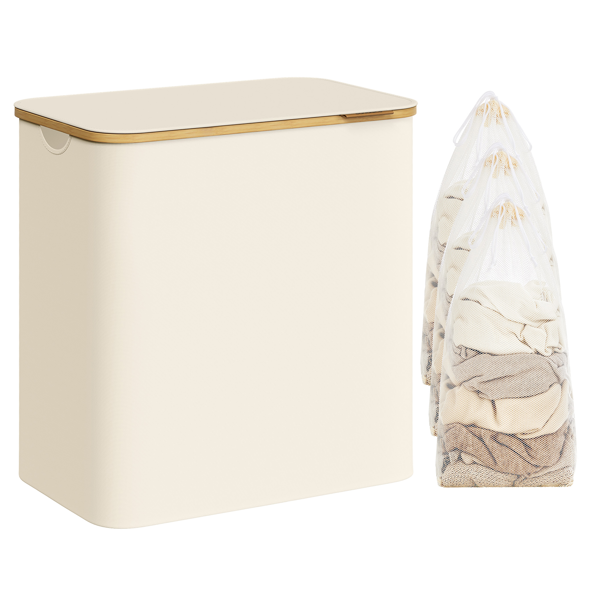 Laundry basket Ekana Bamboo White 60x39cm