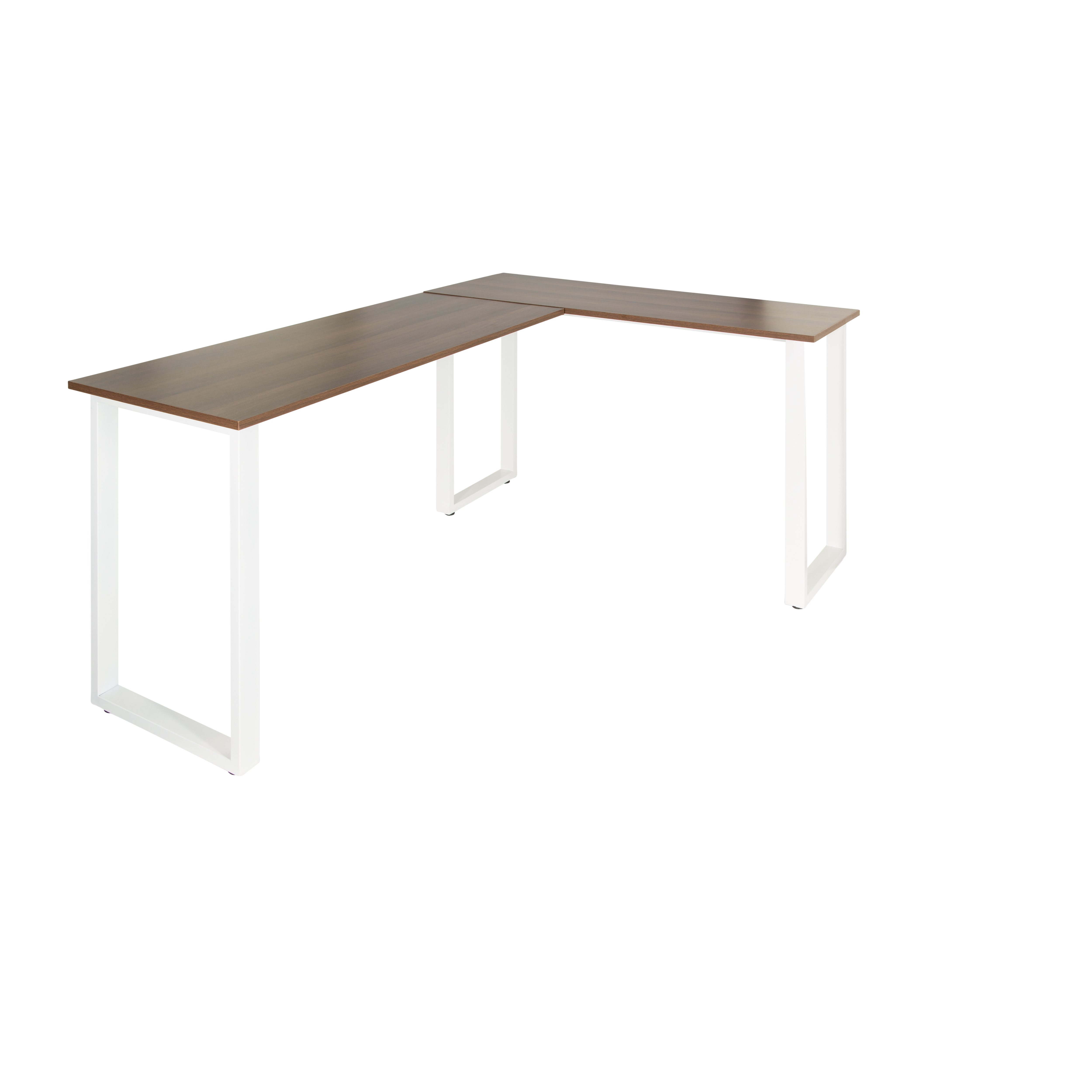 Corner desk wood decor walnut white 160 x 120 cm