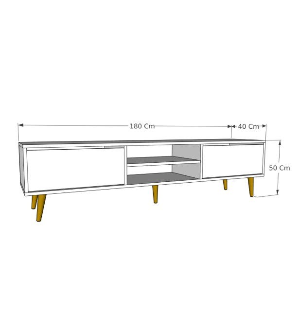 Kraf 180 Lowboard Holz Felt Weiß