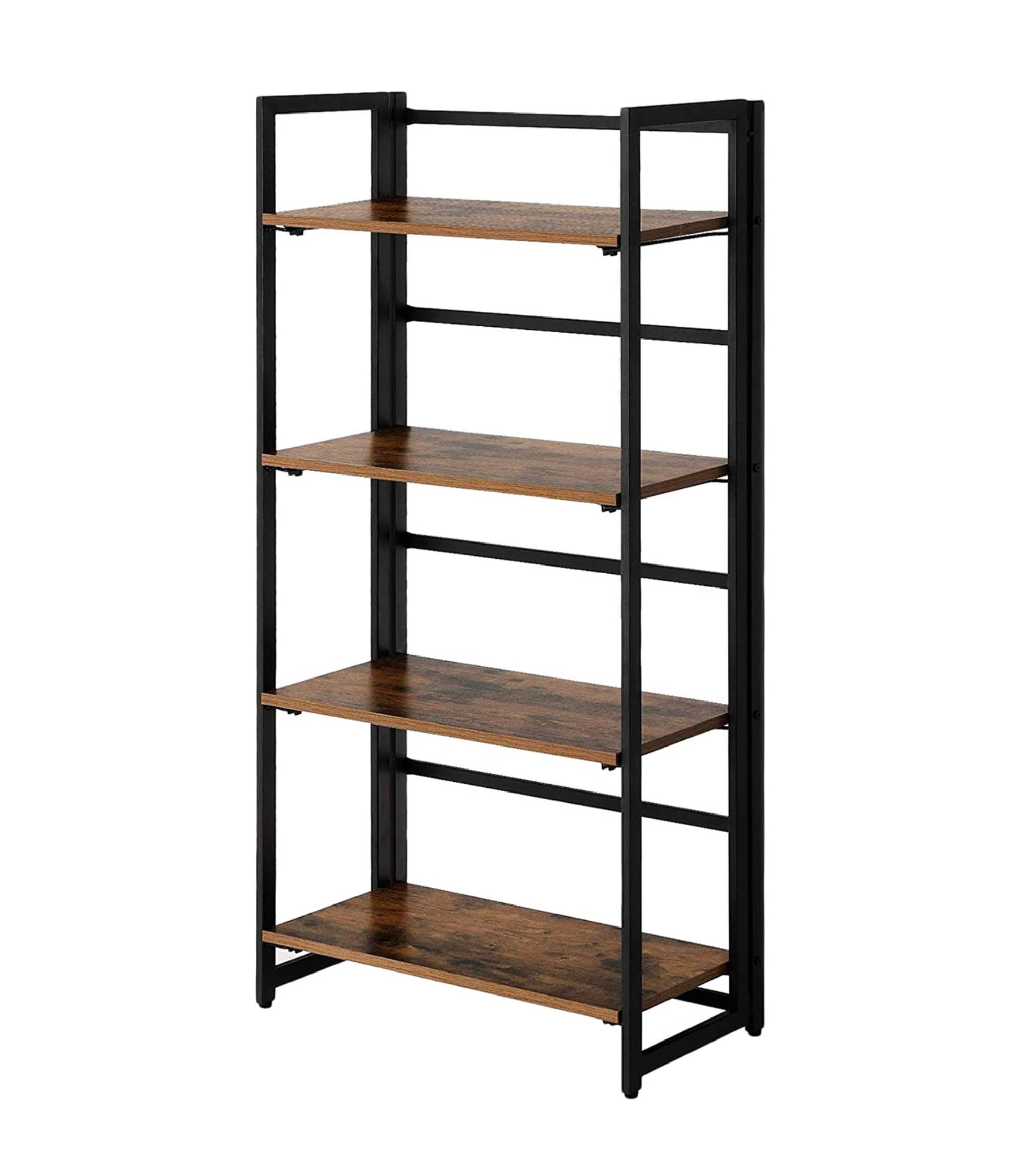 Regal Holz Metal Braun Schwarz