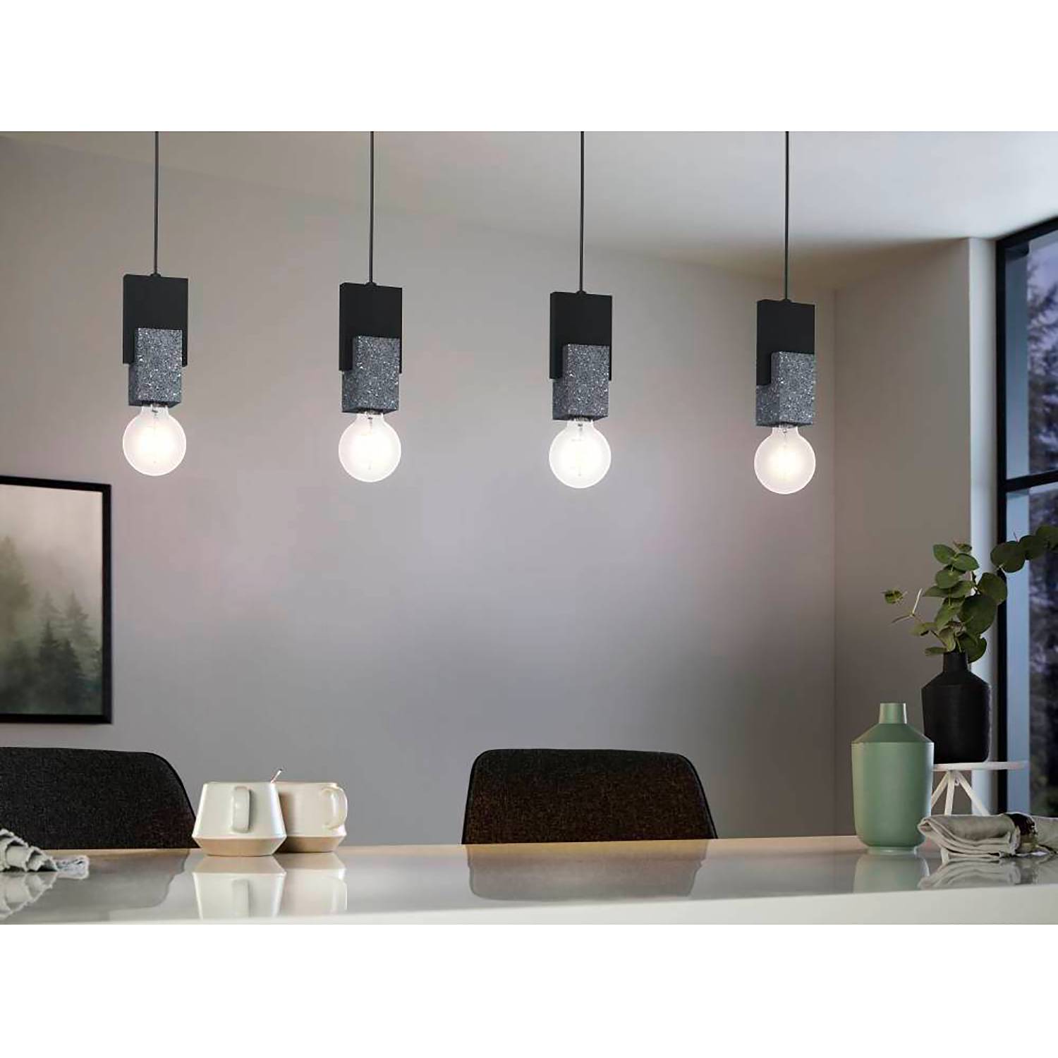 Lobatia II Pendant Lamp Mosaic Steel 4-light