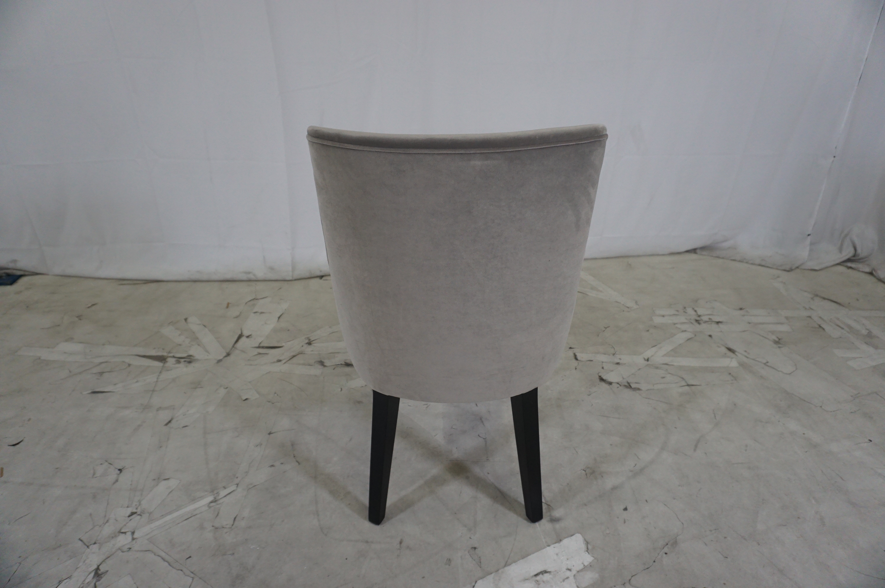 3x Esszimmerstuhl Holz Samt Grau Silber 