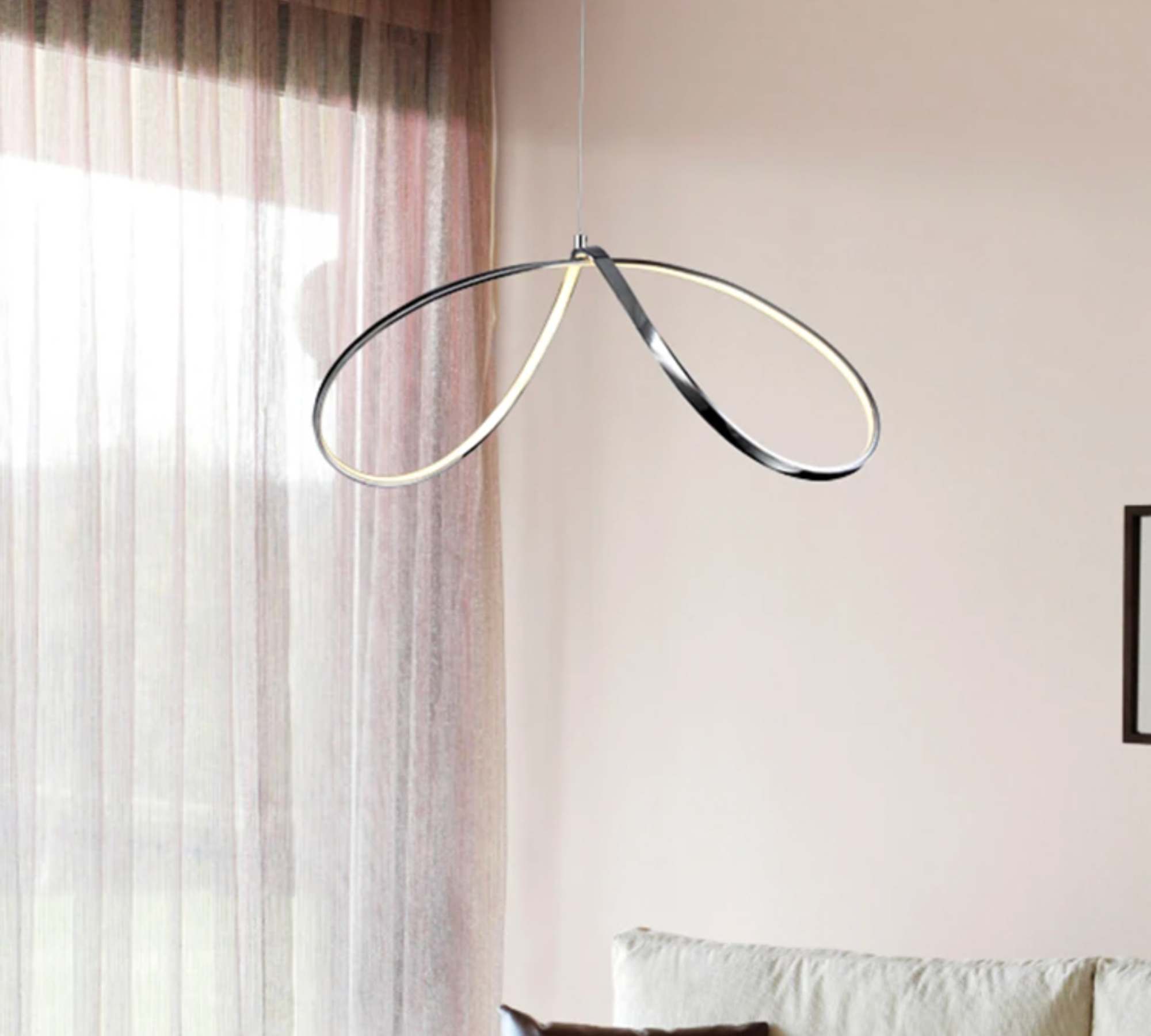 Pendant lamp Loop Line Metal Silver