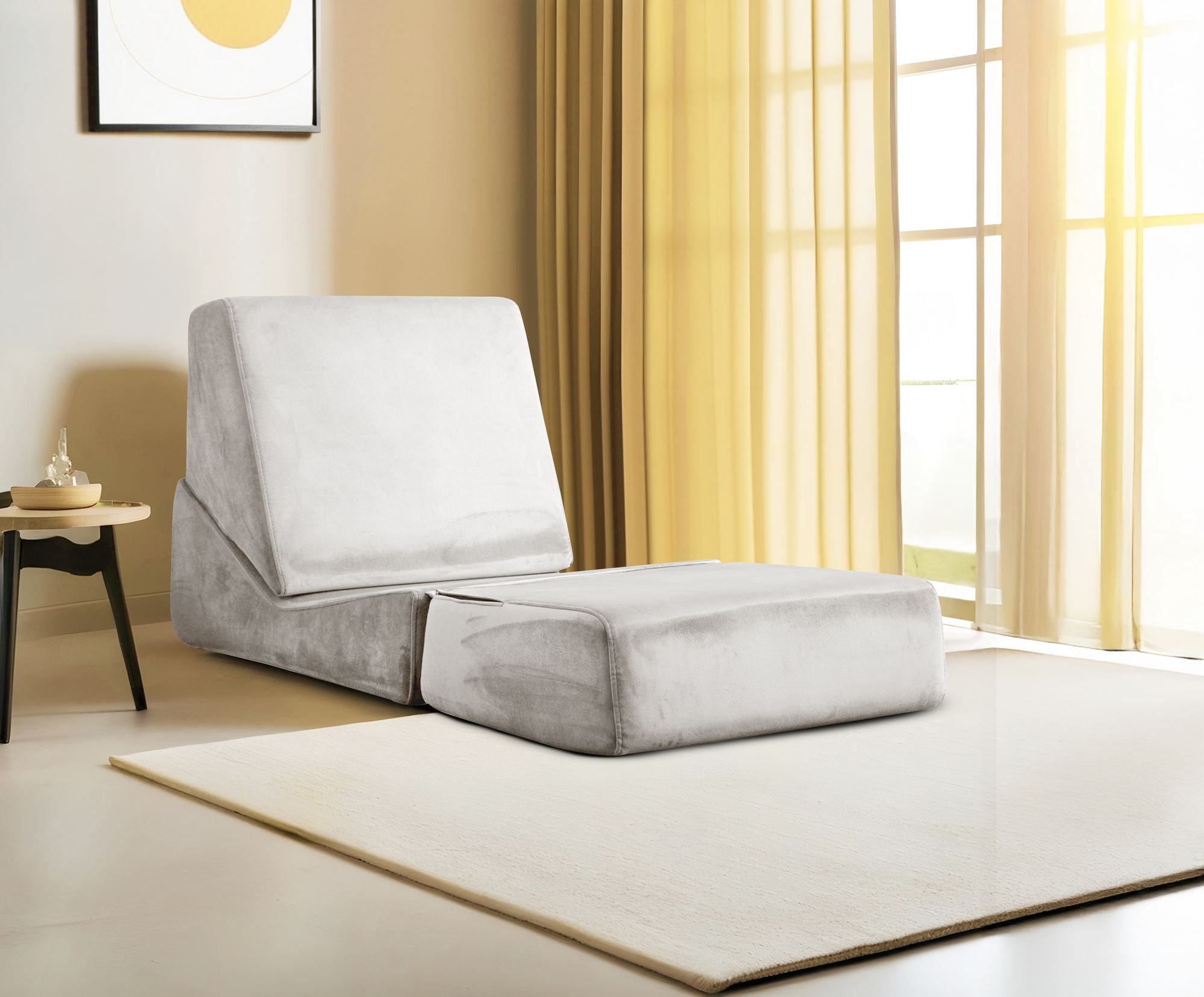 Origami Sessel Chaiselongue Umwandelbar Cream