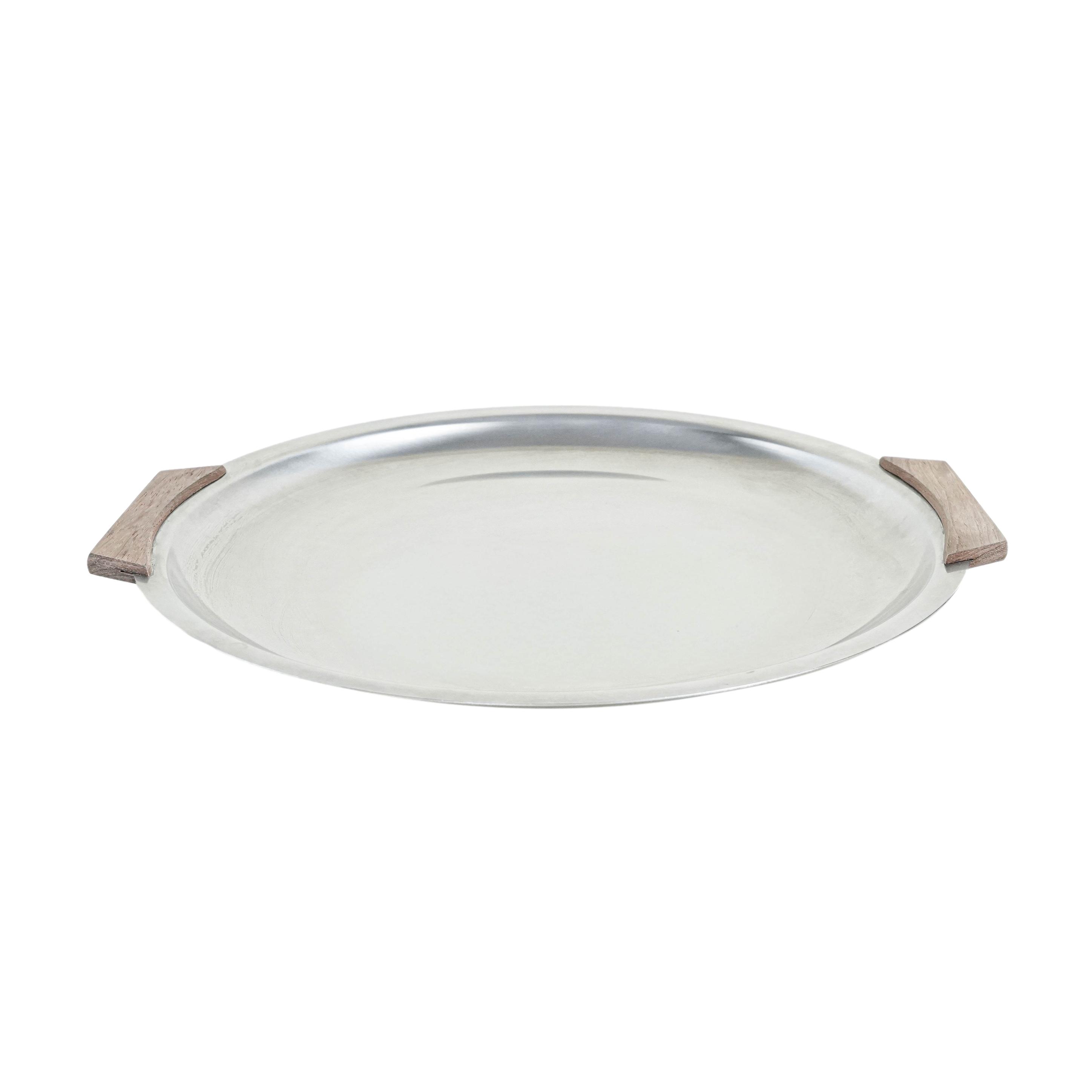 Rundes Edelstahl-Tablett 1970er Jahre