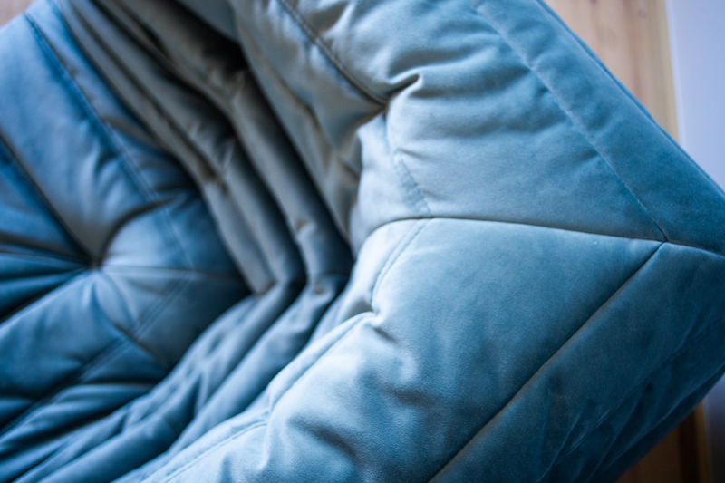 Togo Divano angolare velluto blu azzurro