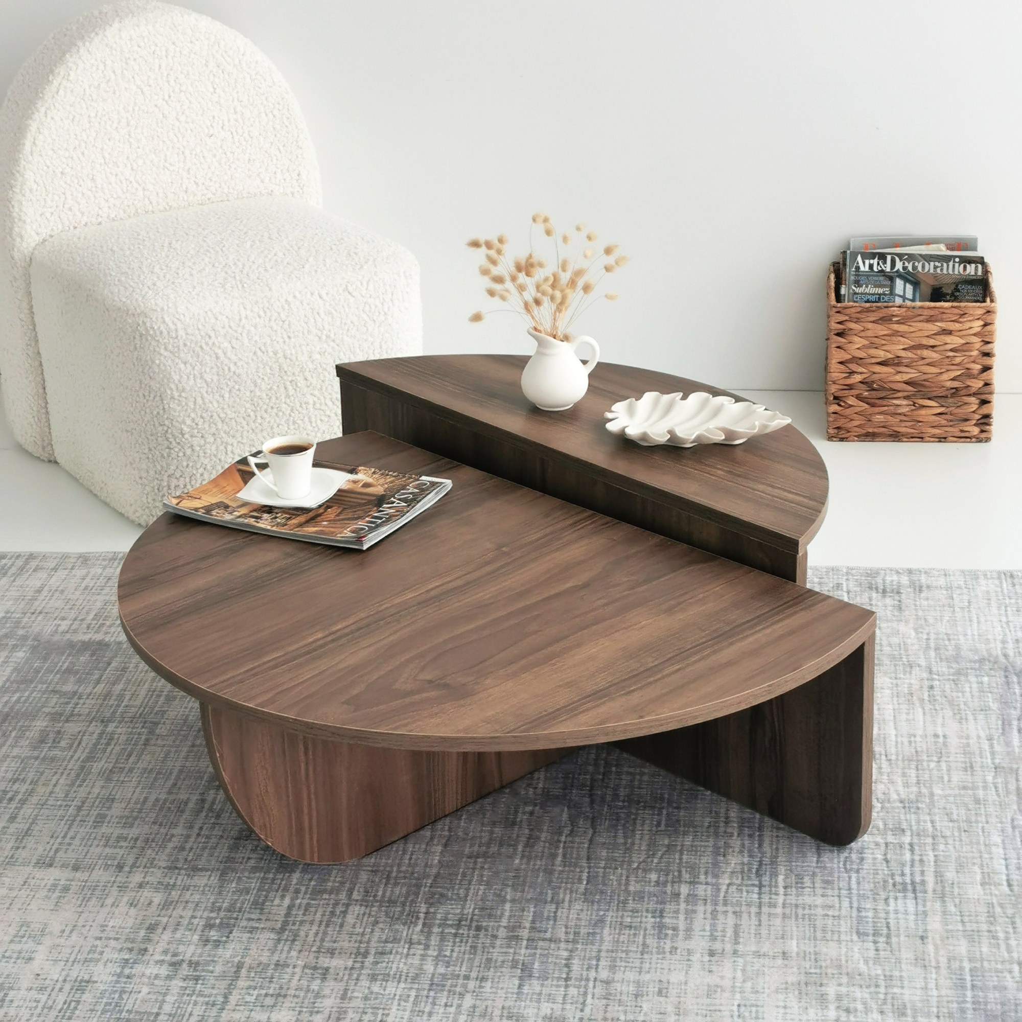 2x Podium Couchtisch Walnussbraun