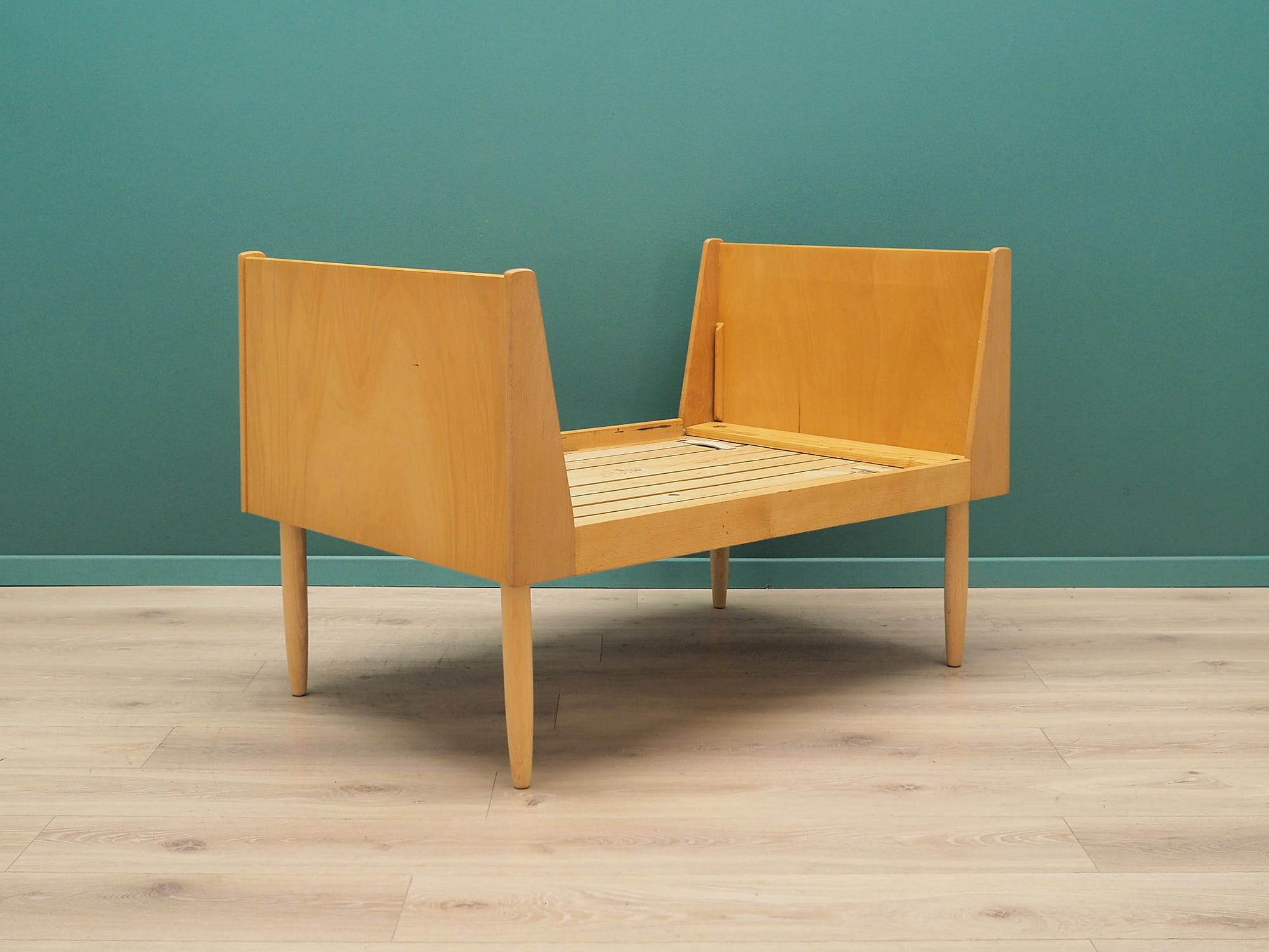Vintage Bettrahmen Eschenholz Beige 1960er Jahre