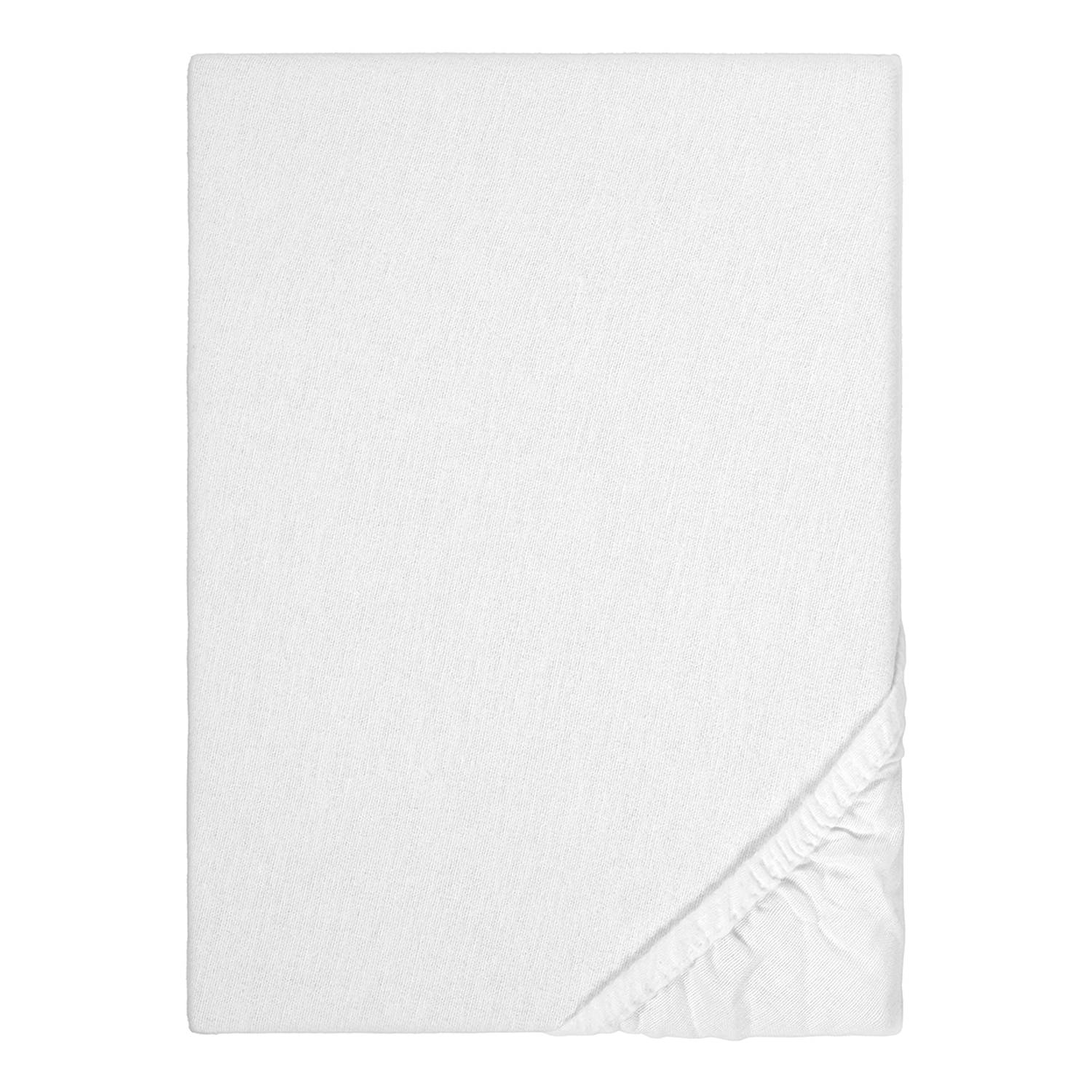 Feinbiber Spannbetttuch Baumwolle Weiß 140-160x200cm