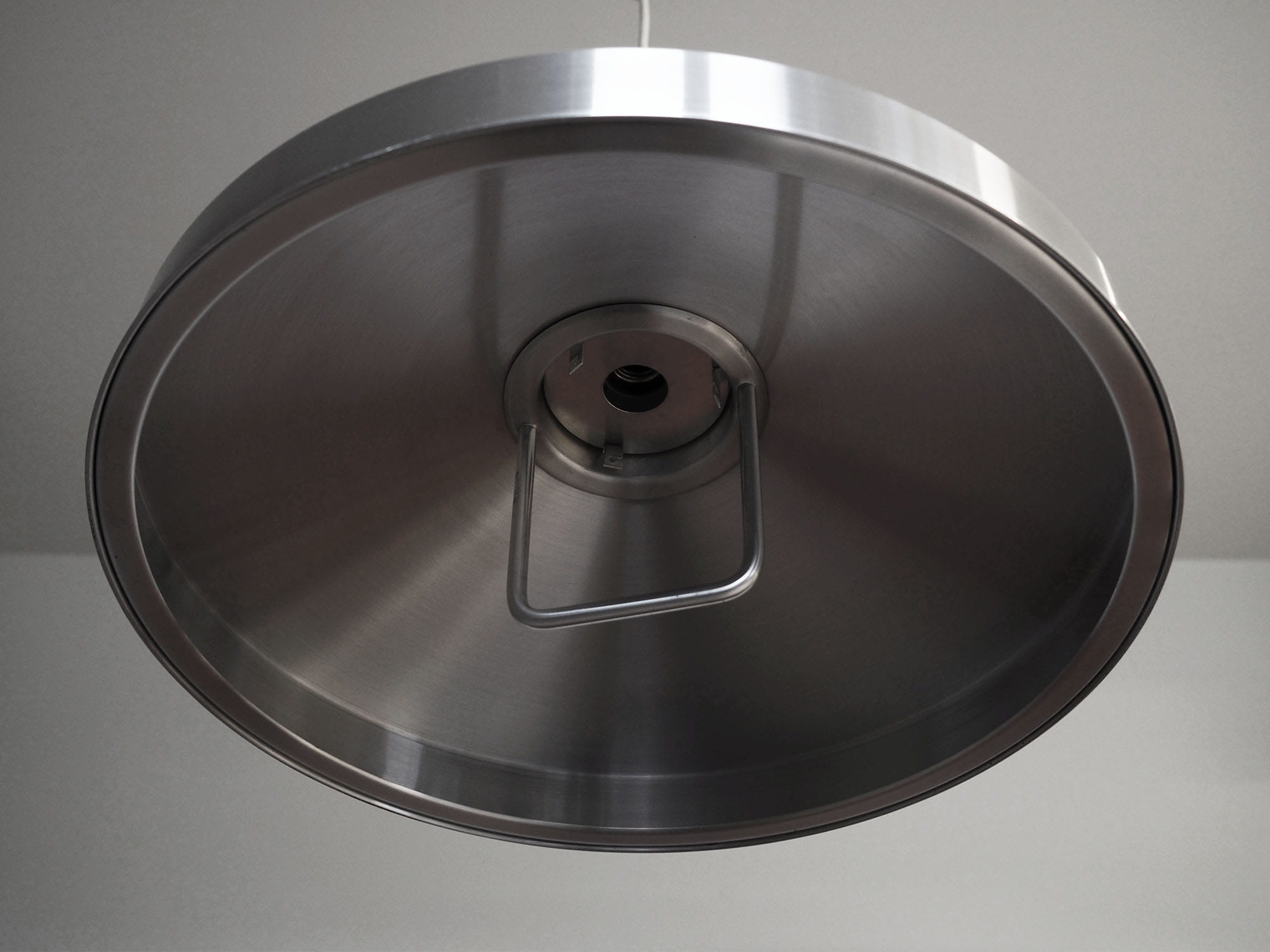 Lampada a sospensione vintage in metallo argento anni '70