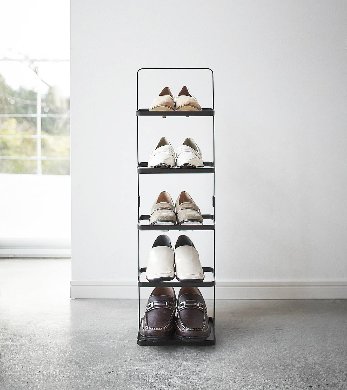 Schuhregal Tower Rack Stahl Schwarz 22 x 78 cm