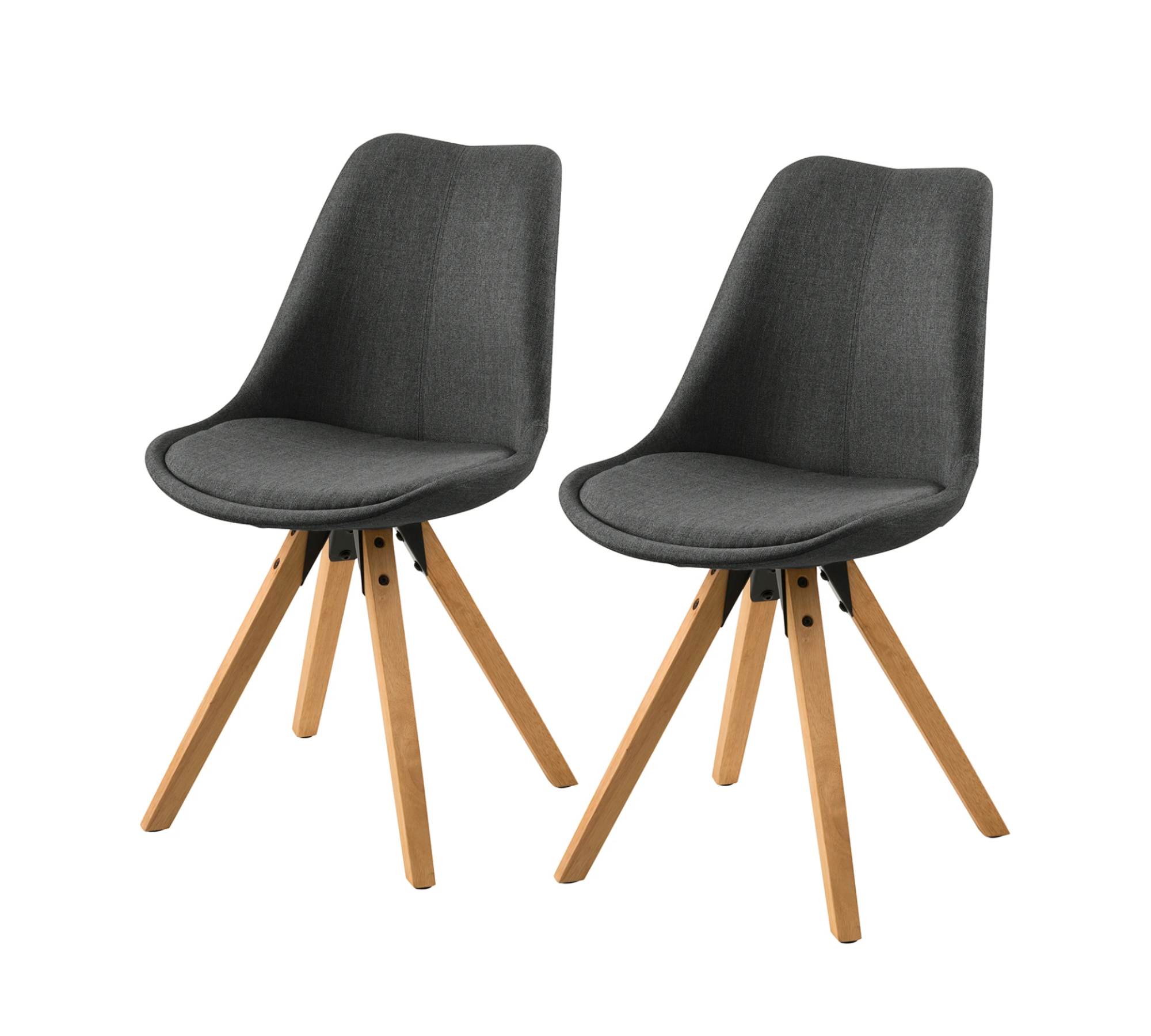 Upholstered chair ALEDAS Webstoff Cors: Dark grey brown set of 2